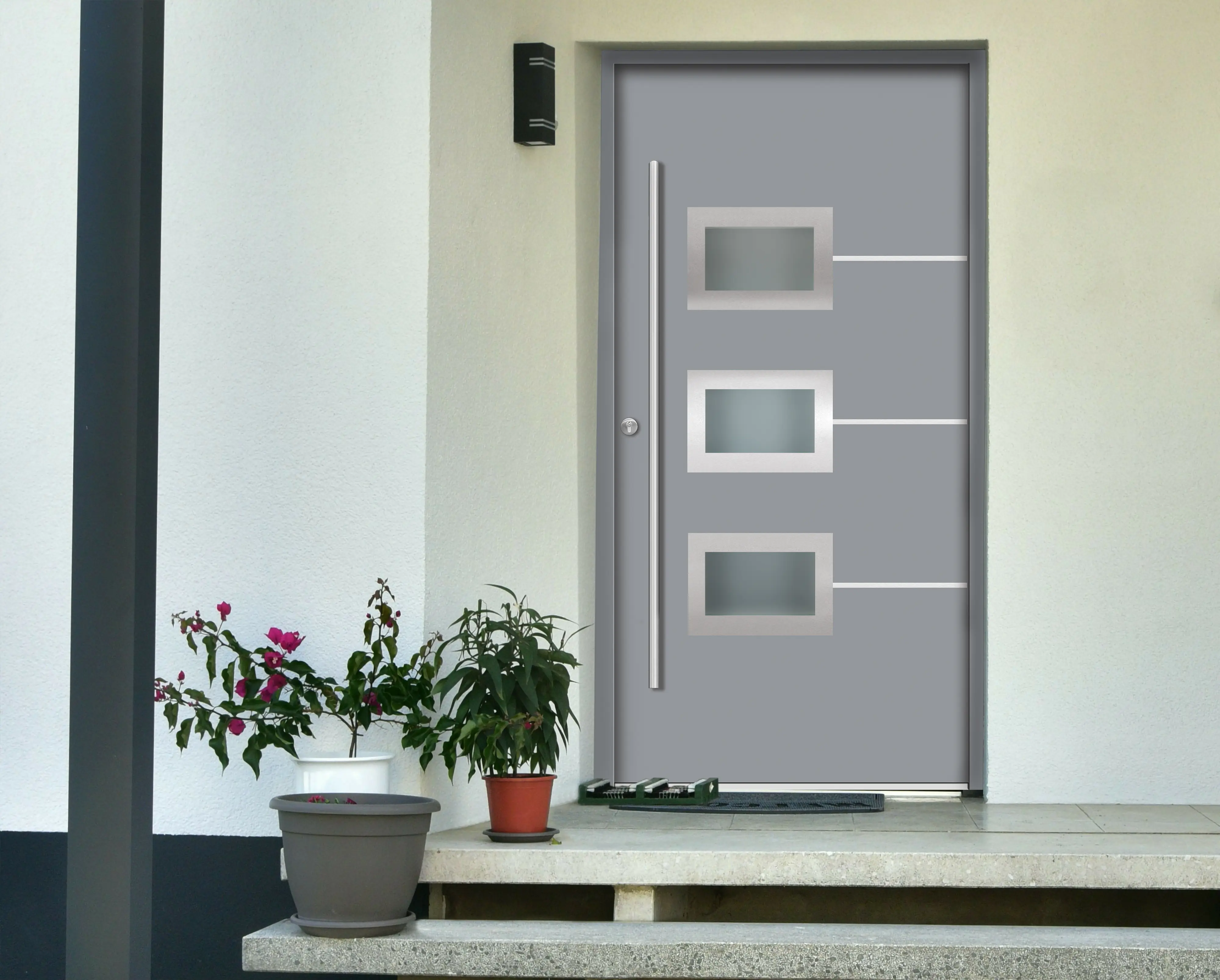 Splendoor Haustür Passivedoor Premium B03 Grau DIN Links 100 x 210 cm