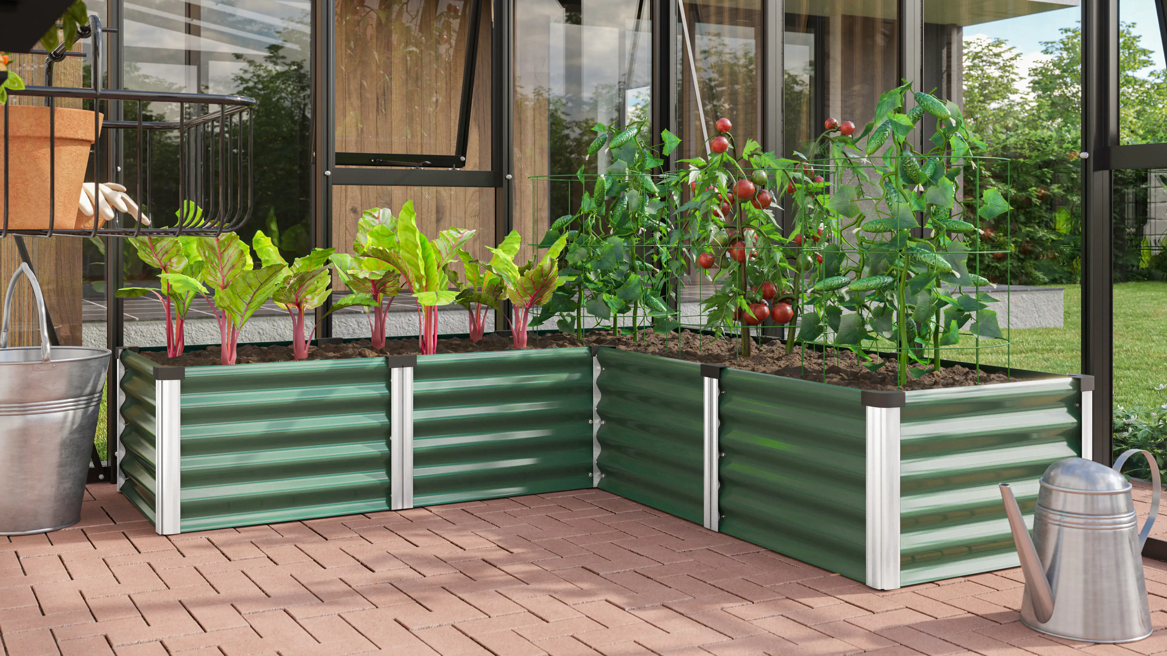 Vitavia Hochbeet Meta In & Out 401M seegras/alu 1,85 x 0,85 x 0,40 m