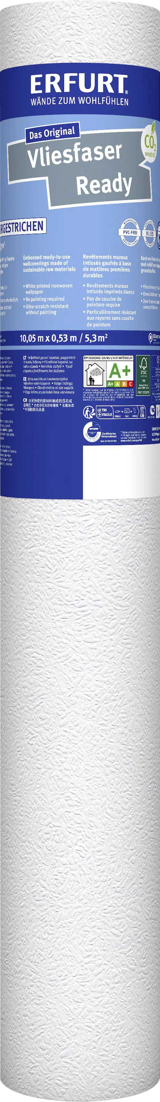 Erfurt Vliestapete Ready 300 weiß 10,05 x 0,53 m