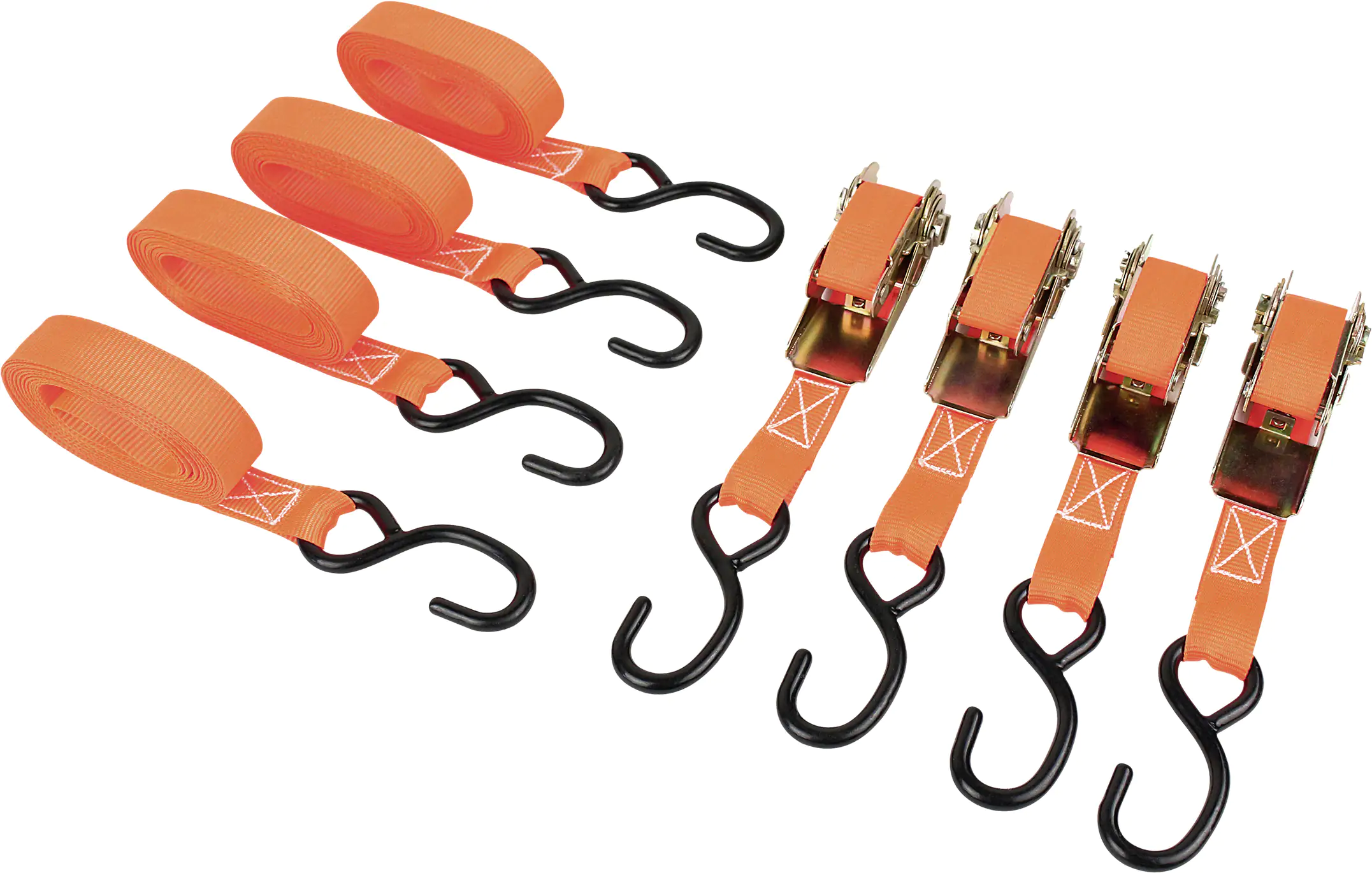 LAS Spanngurt-Set mit Ratschen und S-Haken 4-teilig LAS Spanngurt-Set mit Ratschen und S-Haken 4-teilig