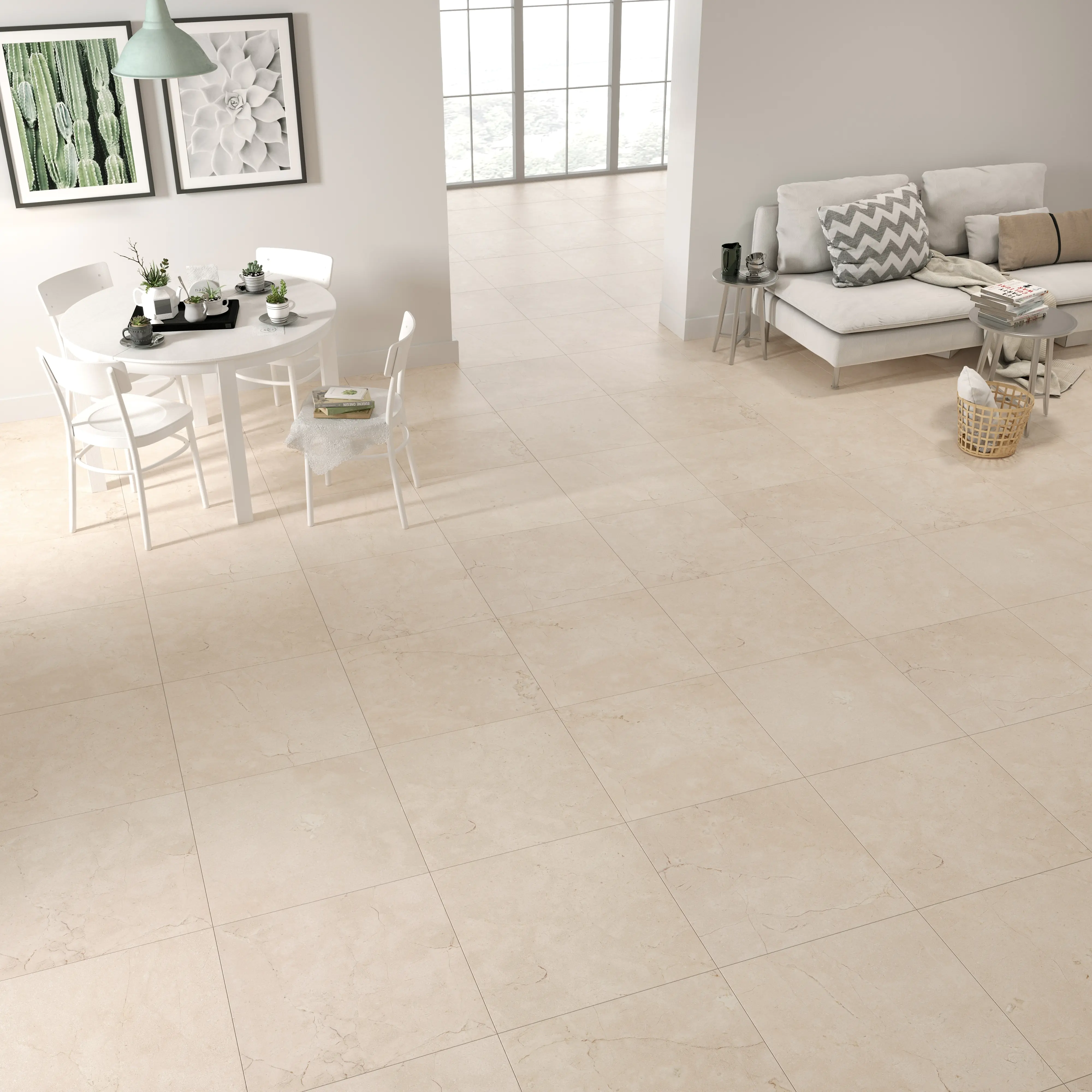 Bodenfliese Feinsteinzeug Marfil 60 x 60 cm beige