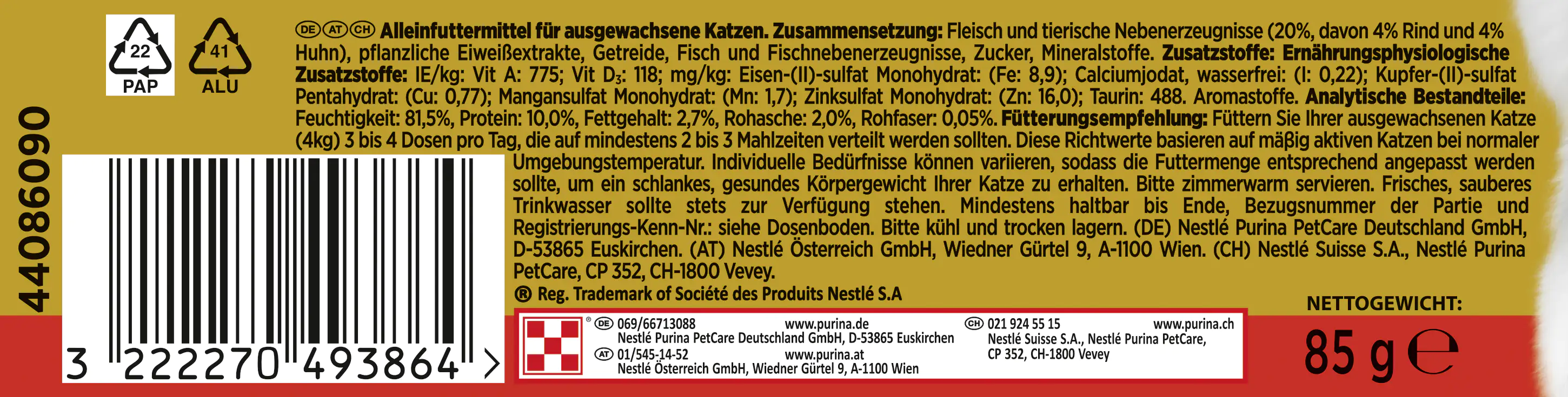 Gourmet Gold Feine Komposition mit Rind und Huhn 85 g