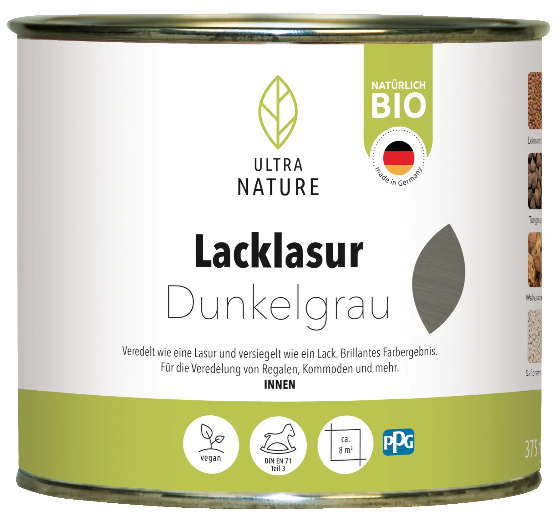 Ultra Nature Lacklasur 375 ml dunkelgrau Ultra Nature Lacklasur 375 ml dunkelgrau