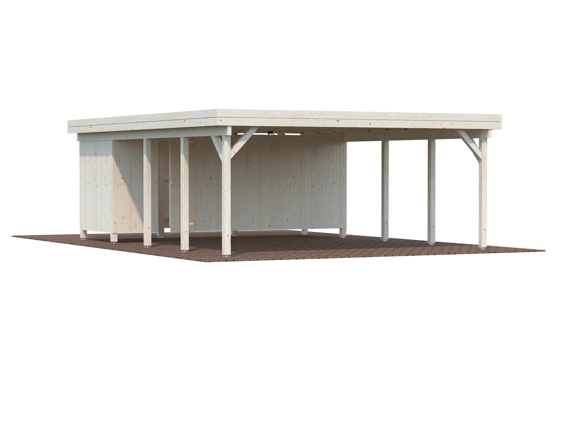Palmako Gerätehaus für Carport Karl 555 x 196 cm naturbelassen