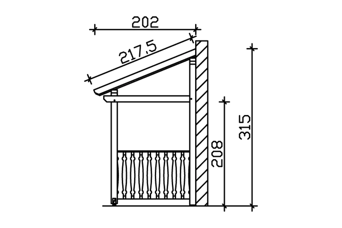 SKAN HOLZ Vordach Paderborn Typ 8 336 x 202 cm, lasiert in Nussbaum