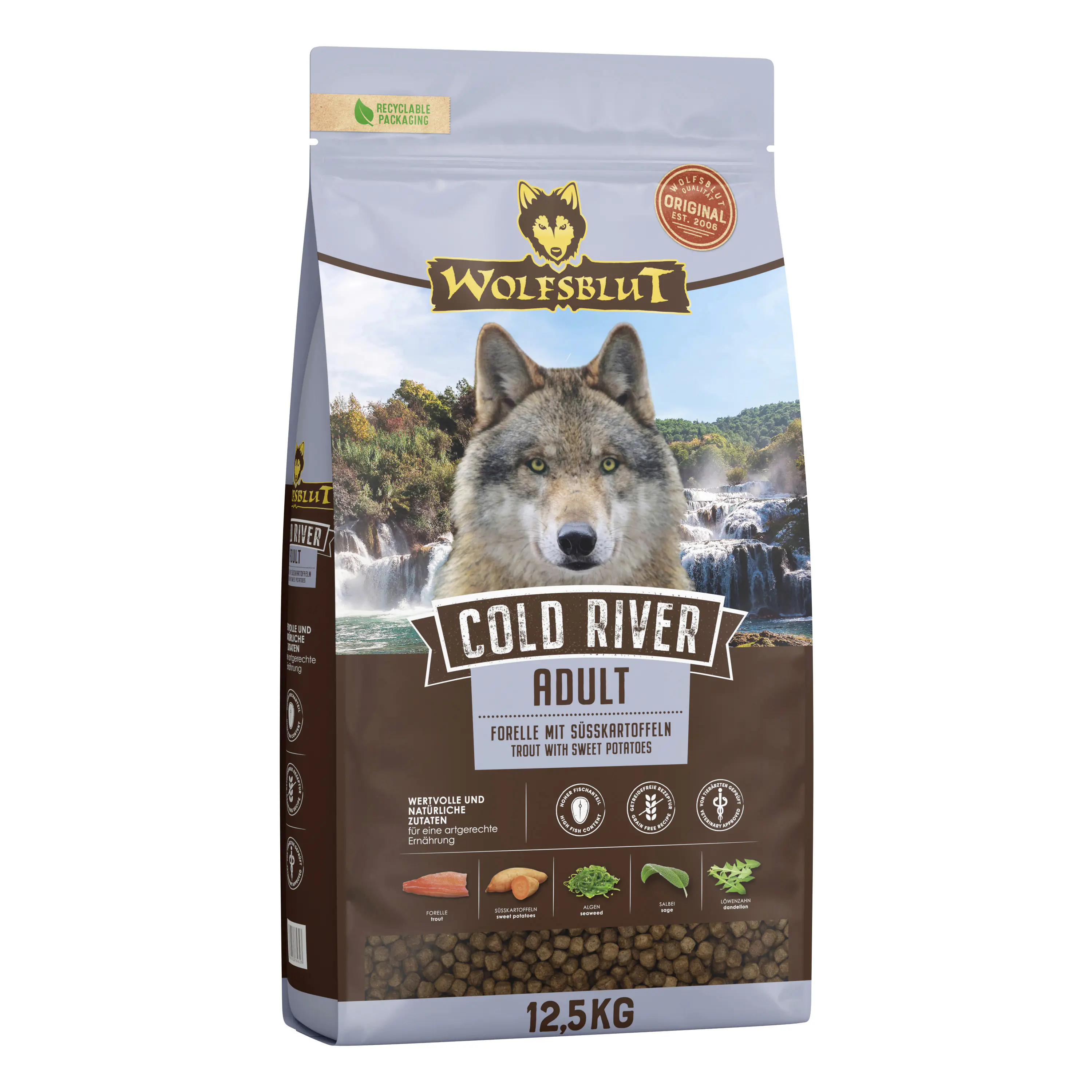 Wolfsblut Cold River Adult Trockenfutter - Forelle mit Süßkartoffel 12,5 kg Wolfsblut Cold River Adult Trockenfutter - Forelle mit Süßkartoffel 12,5 kg