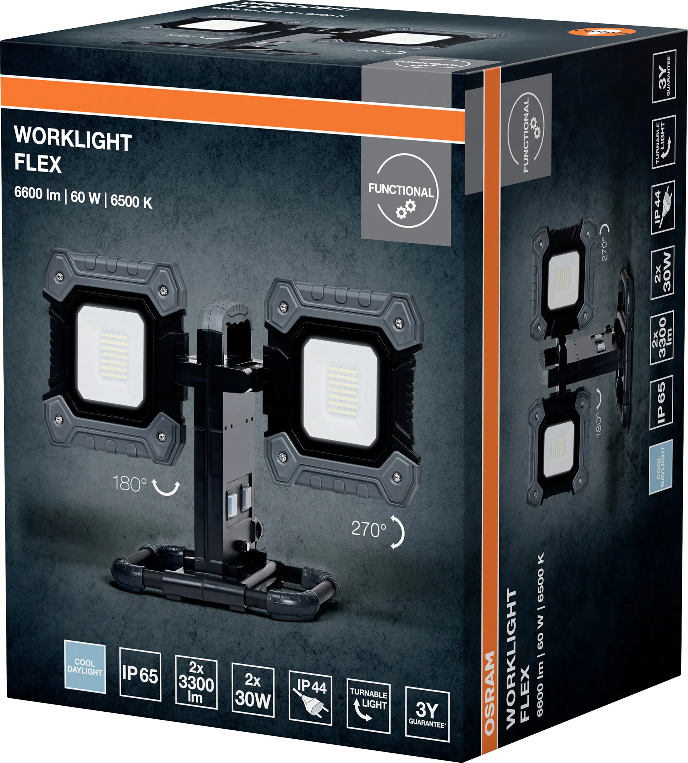 Ledvance LED Baustrahler Worklight Flexible 2x30W 6450 lm schwarz