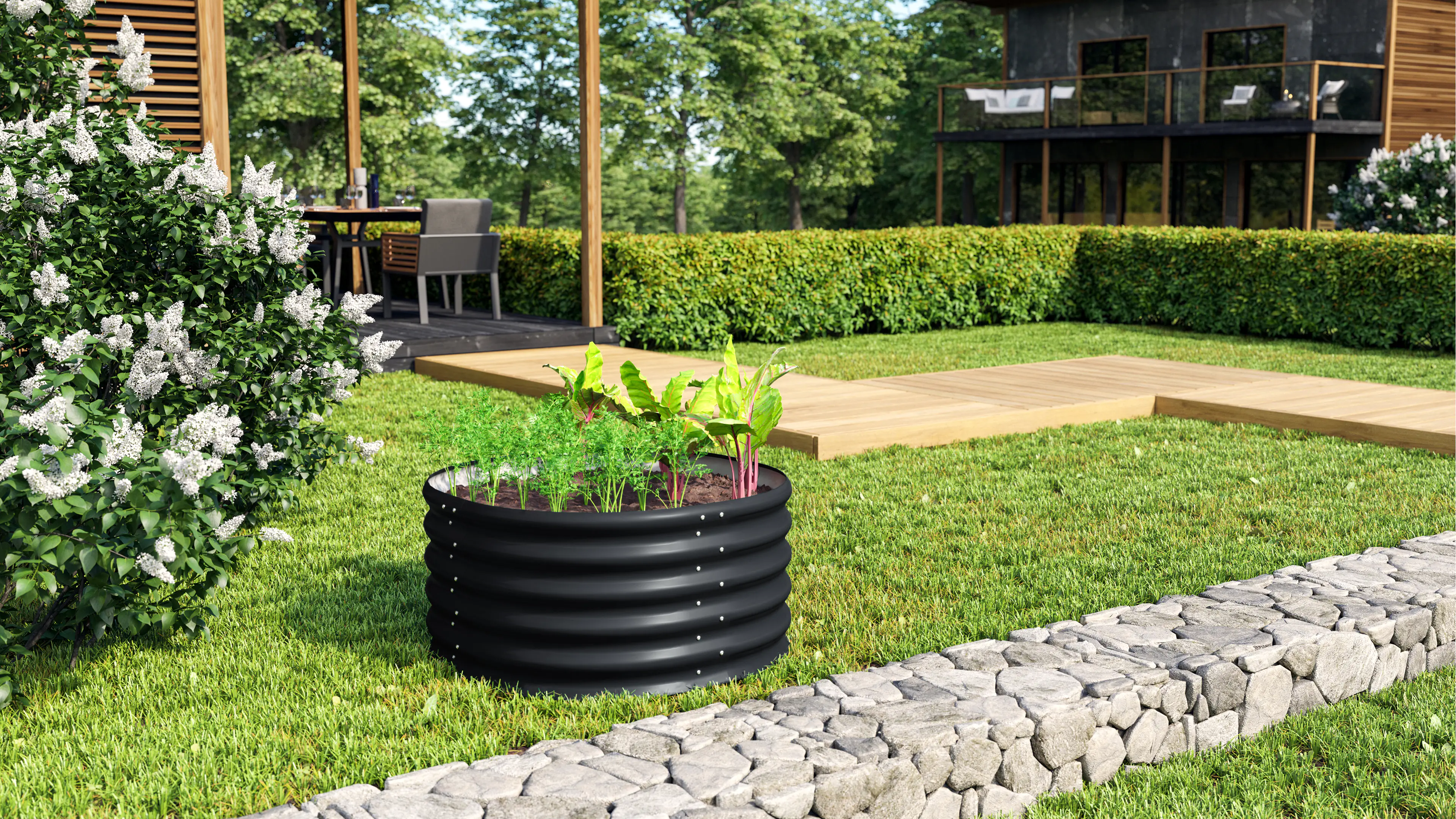 Vitavia Hochbeet Terra Rund 401 82 x 82 x 40 cm schwarz