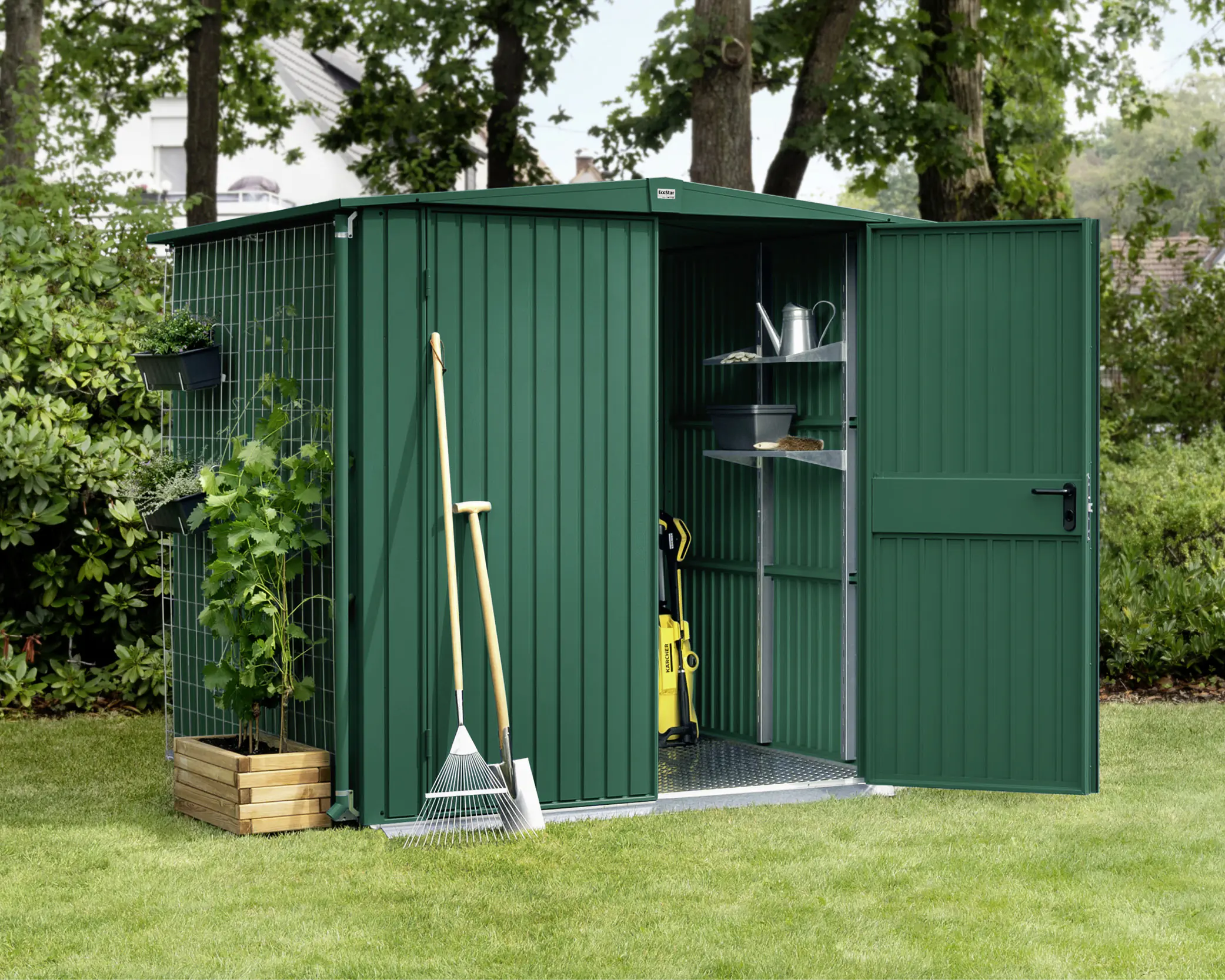 EcoStar Gerätehaus Trend-S Typ 2 258,8 x 247,7 x 216 cm moosgrün