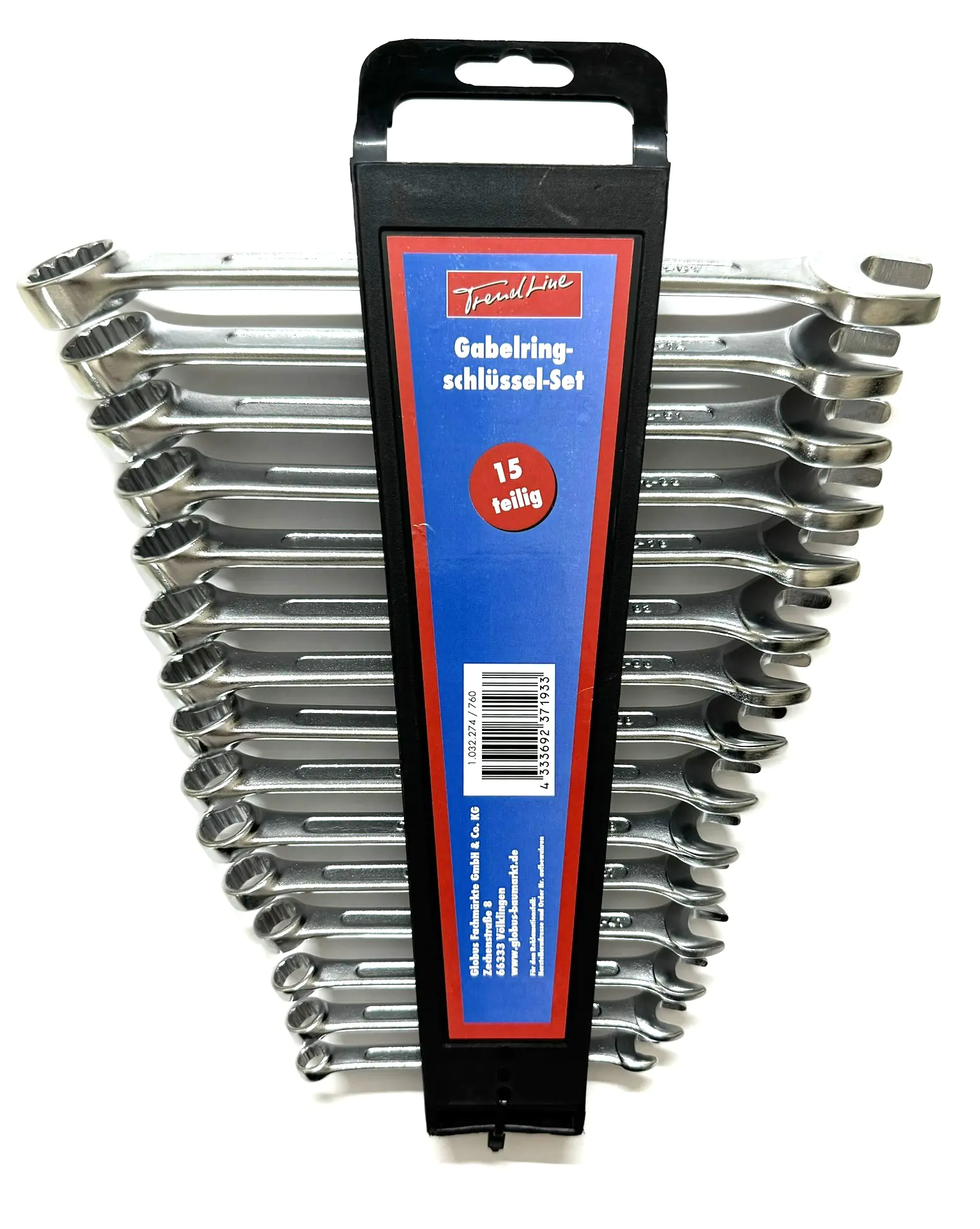 TrendLine Gabelringschlüssel-Set 15-tlg mit Wandhalterung TrendLine Gabelringschlüssel-Set 15-tlg mit Wandhalterung