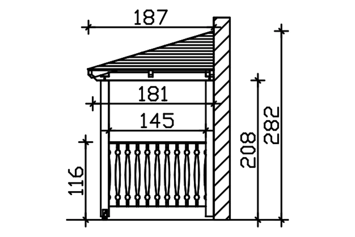 SKAN HOLZ Vordach Wismar Typ 8 351 x 187 cm, lasiert in Schiefergrau