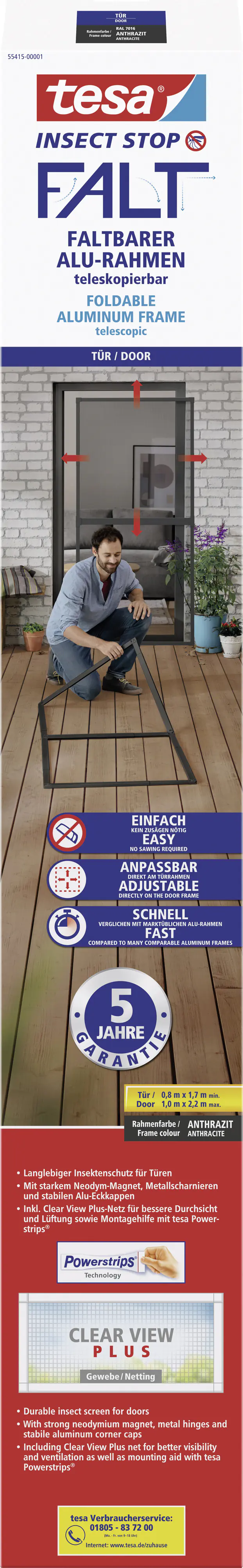 tesa Fliegenschutz-Tür FALT 100 x 220 cm anthrazit/anthrazit kürzbar