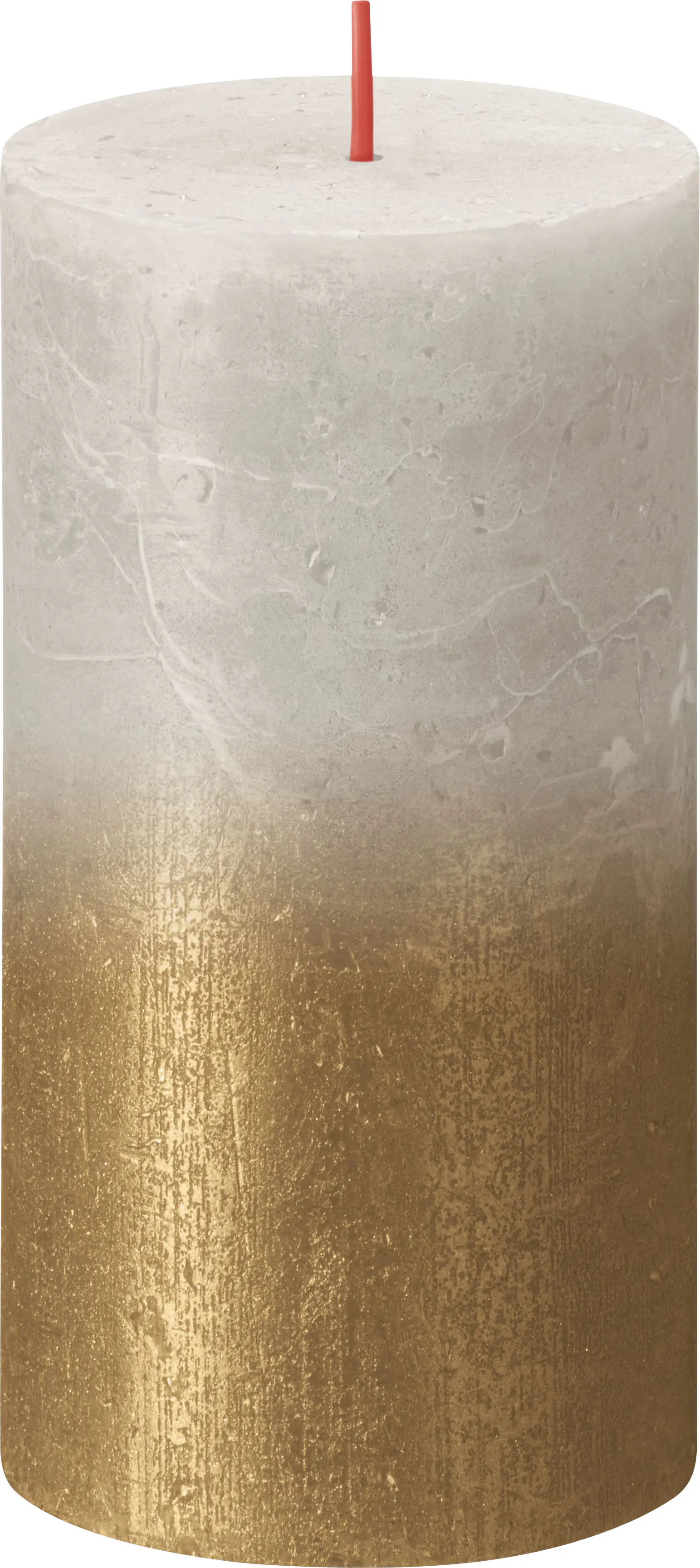 Bolsius Stumpenkerze Rustik Sunset Sandgrau+Gold 13 cm