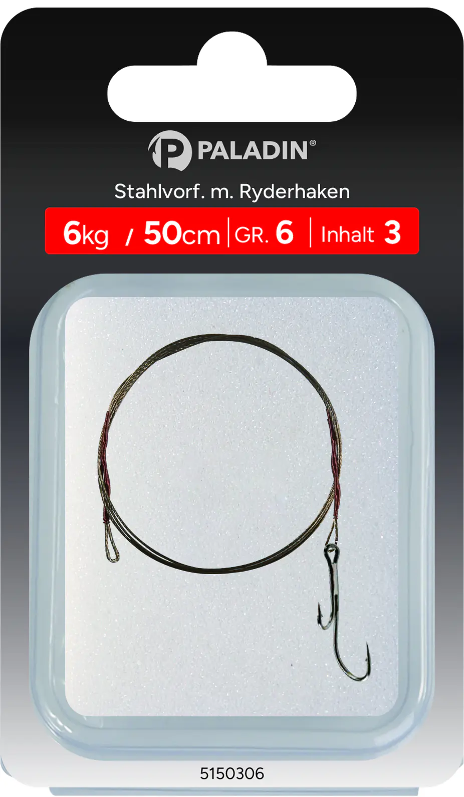 Paladin Stahlvorfach Ryderhaken Gr. 3 Tragkraft 9 kg Länge 50cm 3 Stück