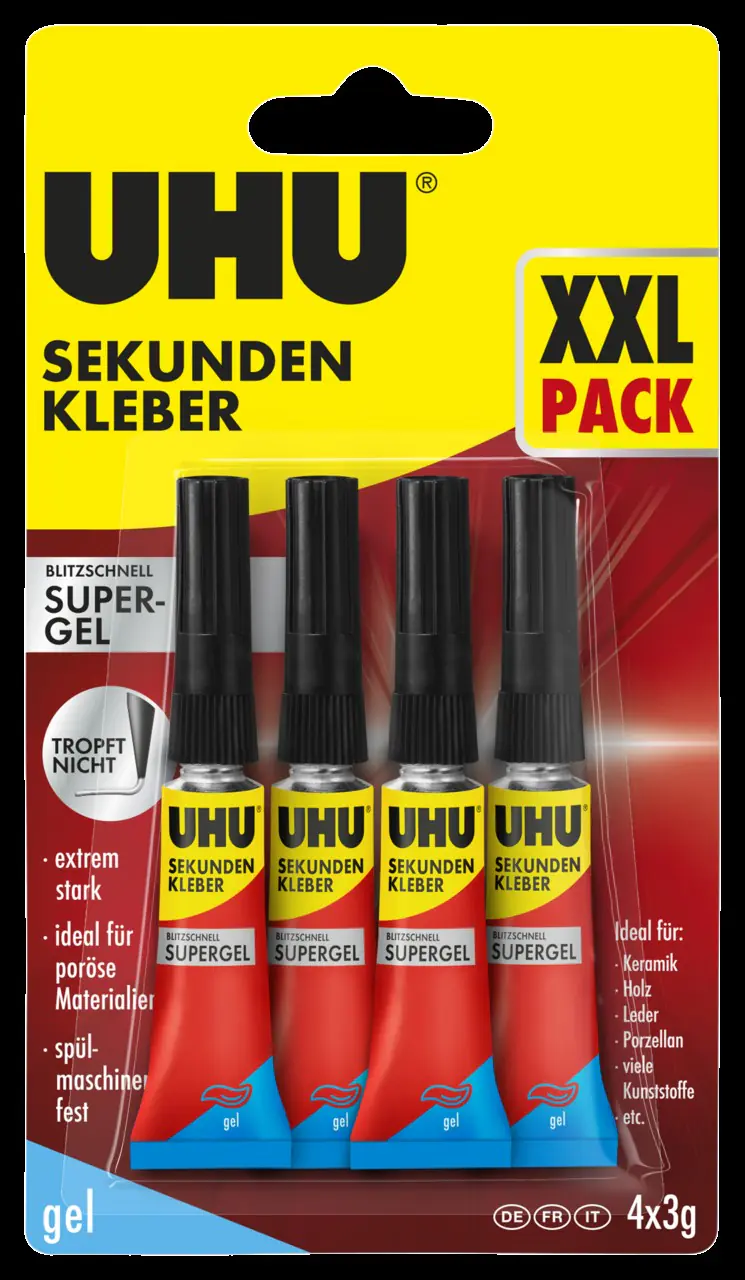 UHU Sekundenkleber blitzschnell 4 x 3 g Gel