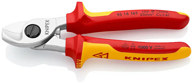 Knipex Kabelschere 165 mm VDE verchromt, Mehrkomponenten-Hülle