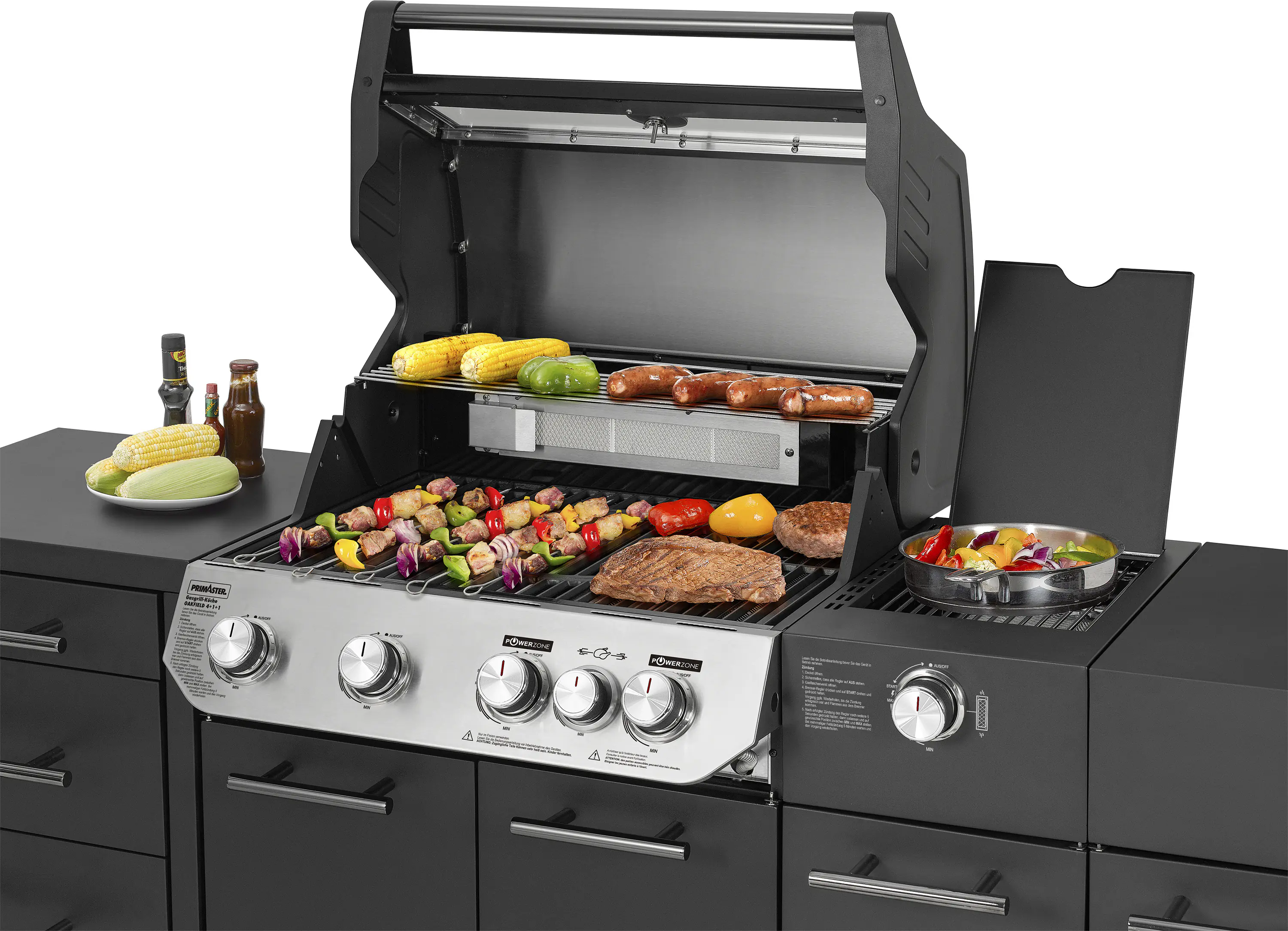 Primaster Outdoorküche Oakfield inkl. Gasgrill + Kühlschrank & Spüle 274 x 122 cm