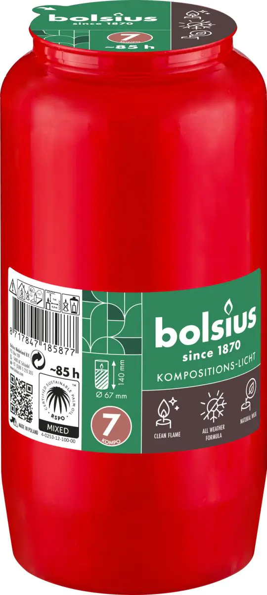 Bolsius Kompositions-Öllicht Nr. 7 rot 1 Stück