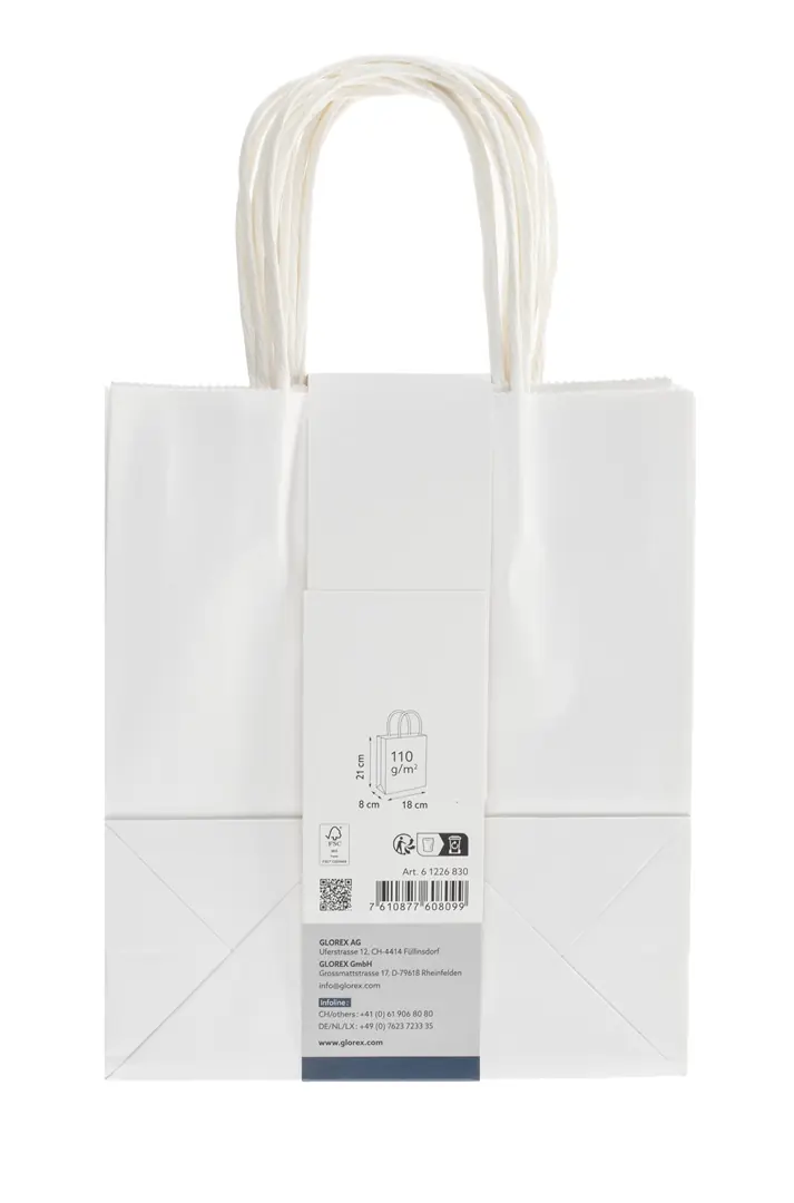Glorex Papiertragetasche mit Kordelgriff weiß 7 Stk. 18 x 21 cm