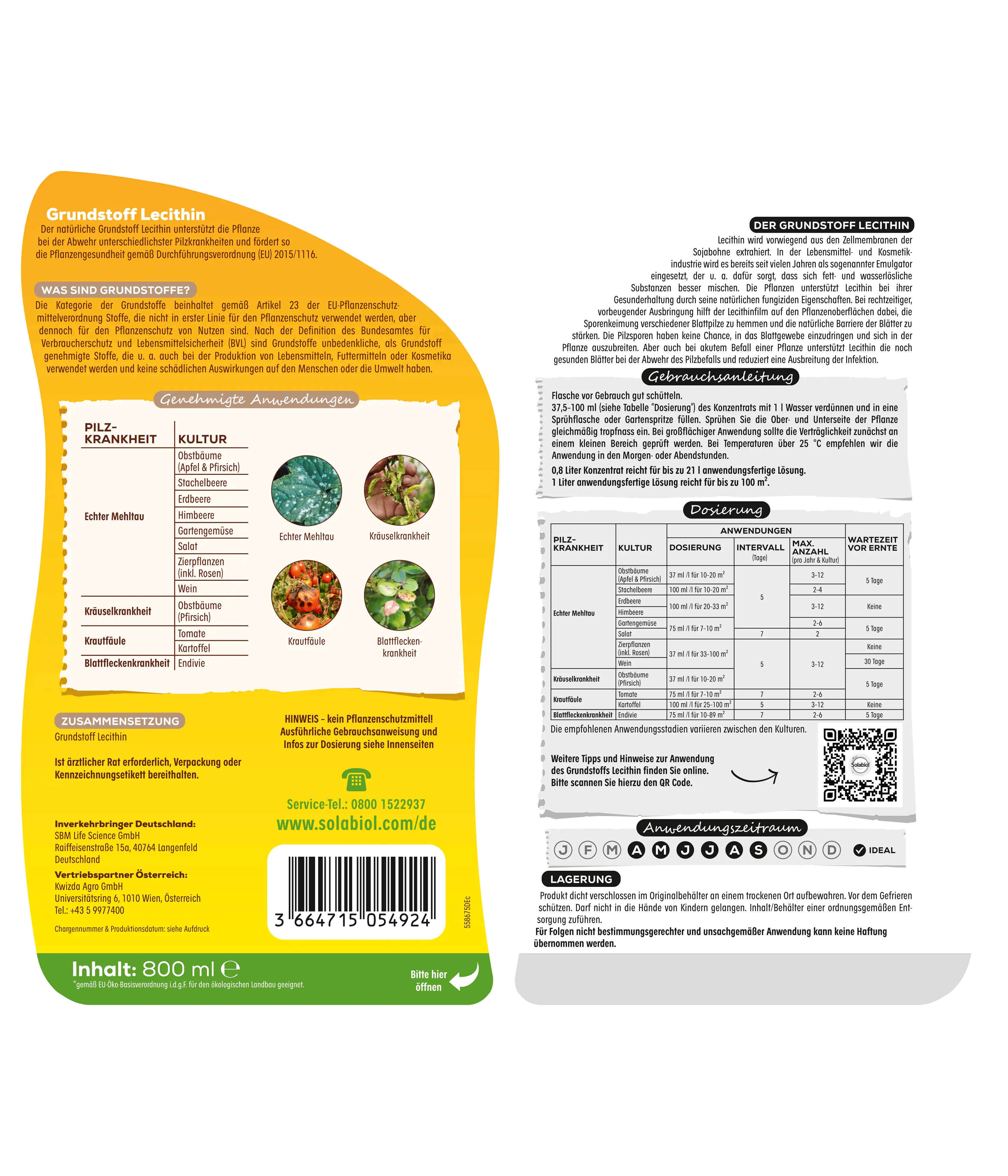 Solabiol Grundstoff Lecithin natürliche Pilzabwehr 800 ml