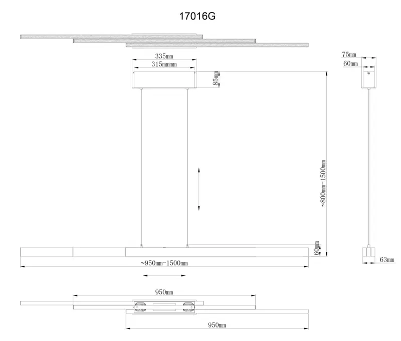 Globo Hängeleuchte Ethan 150 x 150 cm L x H messingfarben antik