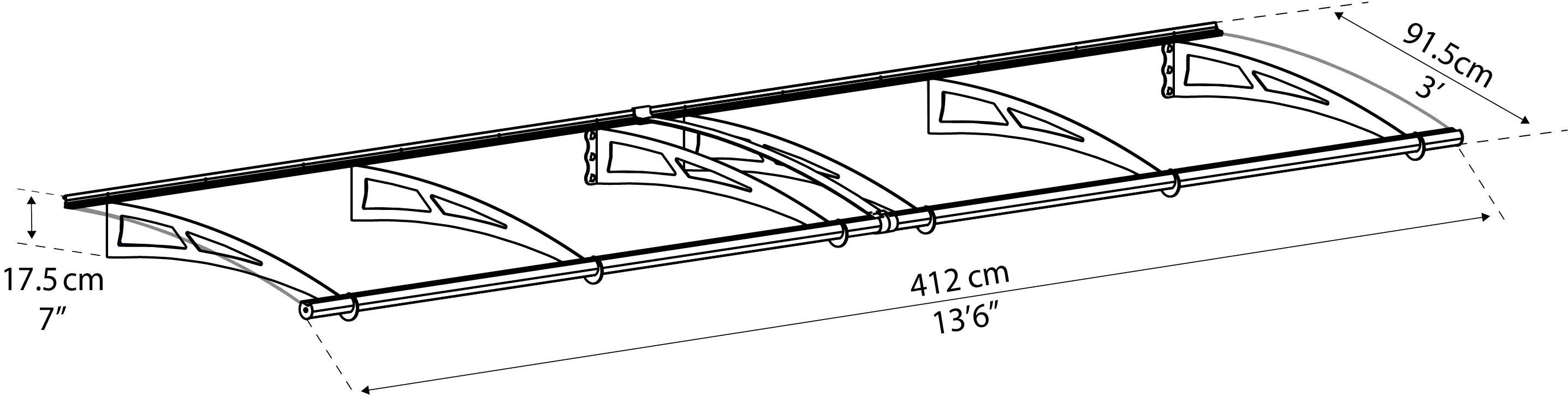 Canopia Vordach Aquila 412 x 91,5 cm anthrazit Canopia Vordach Aquila 412 x 91,5 cm anthrazit