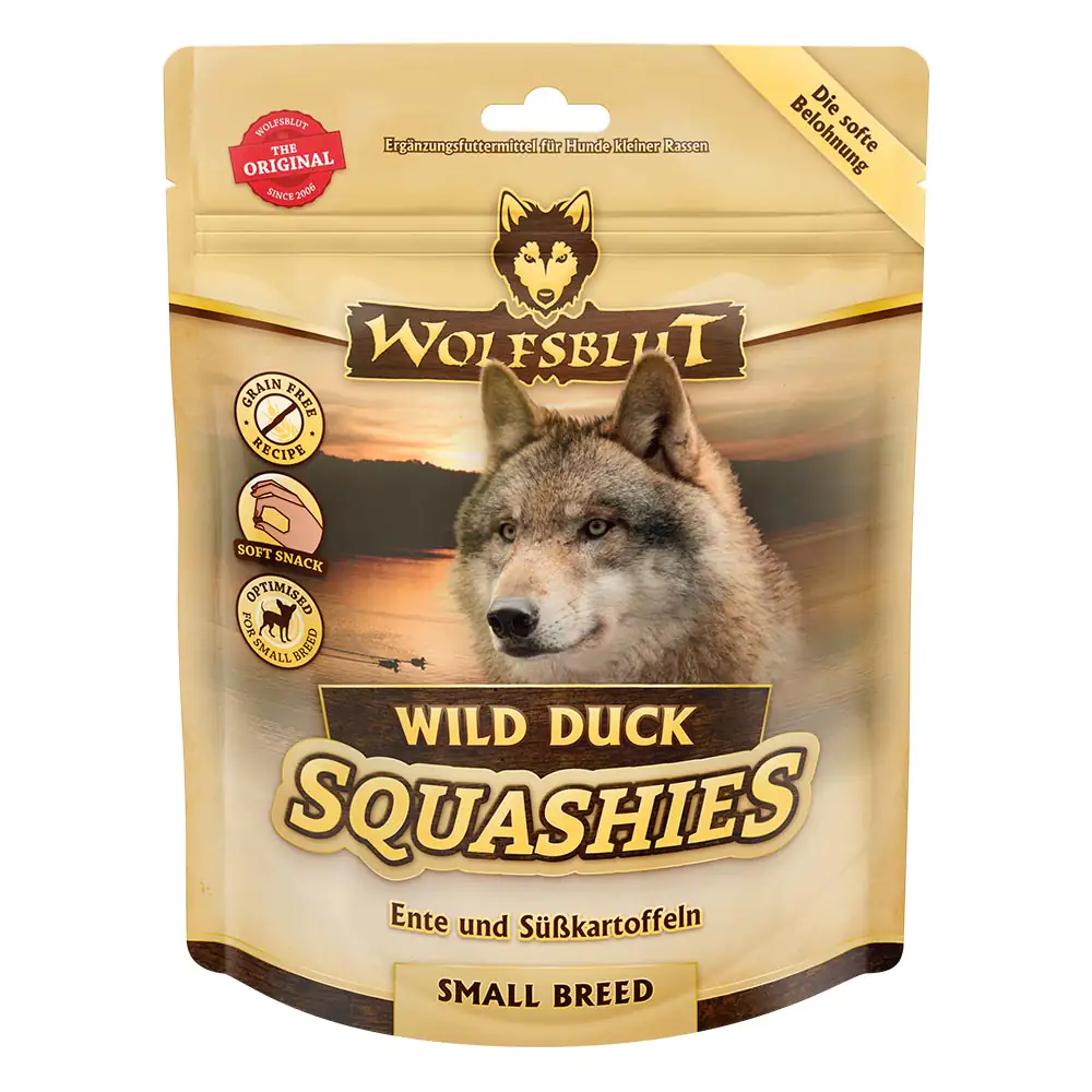 4260262765857 Wolfsblut Wild Duck Squashies Ente mit Süßkartoffel Hundesnack 350 g