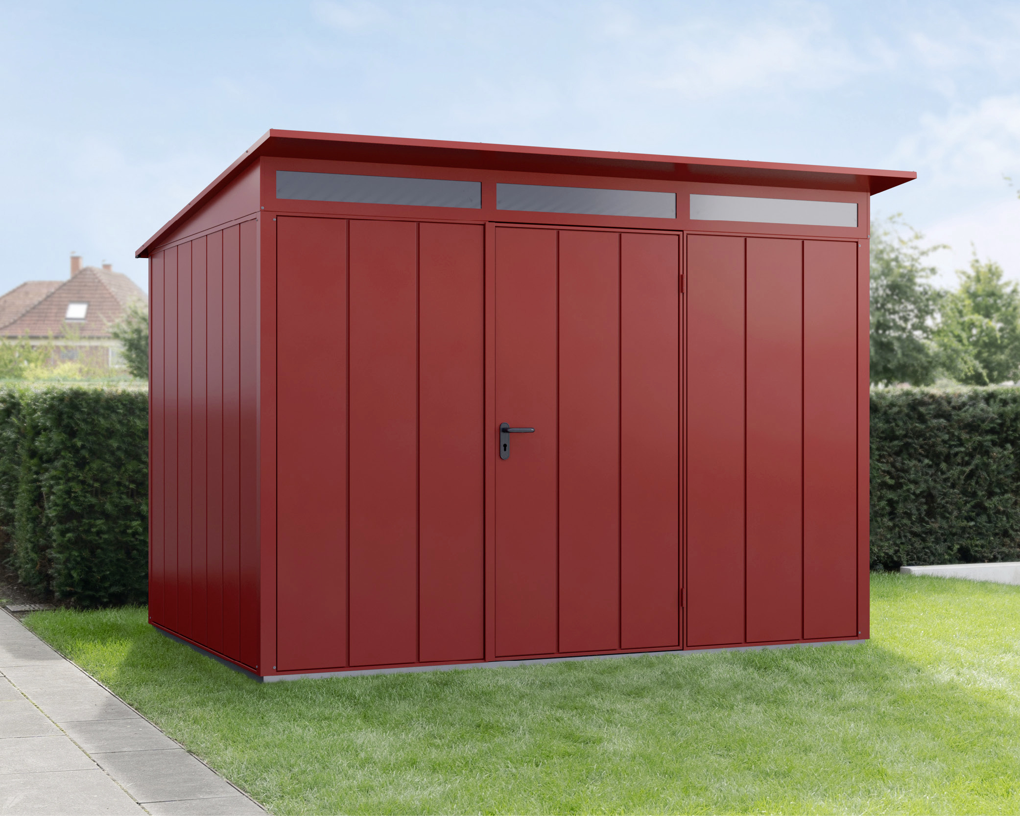EcoStar Gerätehaus Elegant-P Typ 3 purpurrot312,7 x 283,4 x 232,3 cm