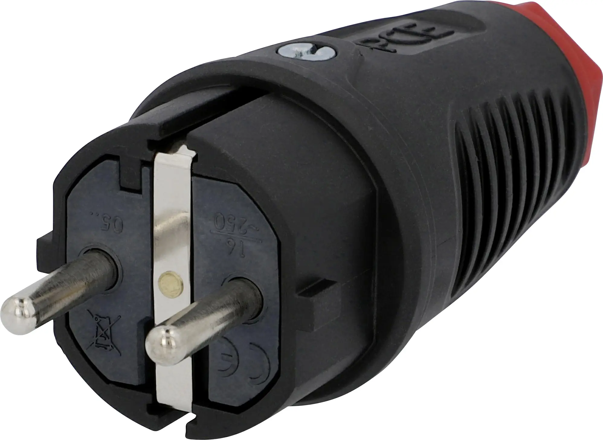 PCE Schutzkontakt-Stecker Vollgummi IP44, mit Knickschutz, schwarz PCE Schutzkontakt-Stecker Vollgummi IP44, mit Knickschutz, schwarz