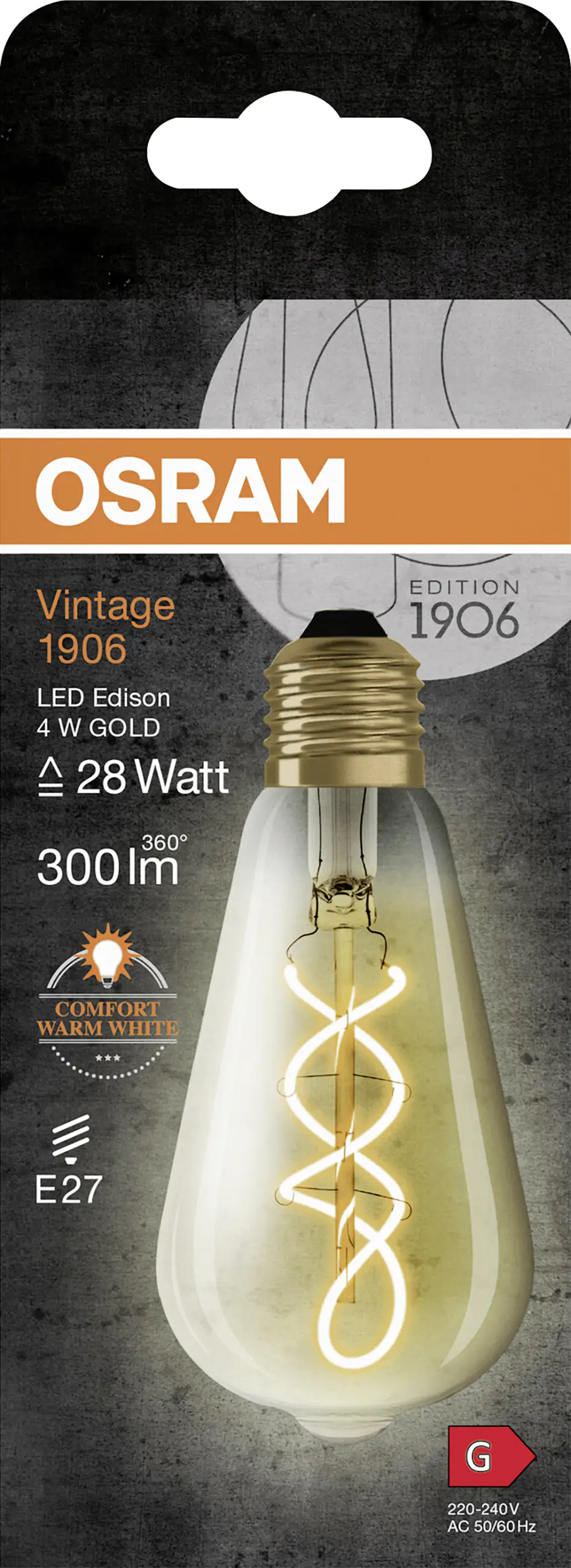 Osram LED Leuchtmittel Edison E27 4 W warmweiß amber Fil