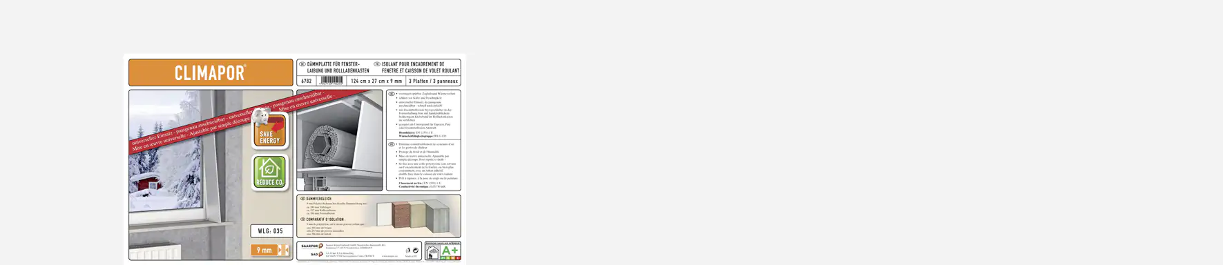 Climapor Dämmplatte für Rollladenkasten und Fensterlaibung Climapor Dämmplatte für Rollladenkasten und Fensterlaibung