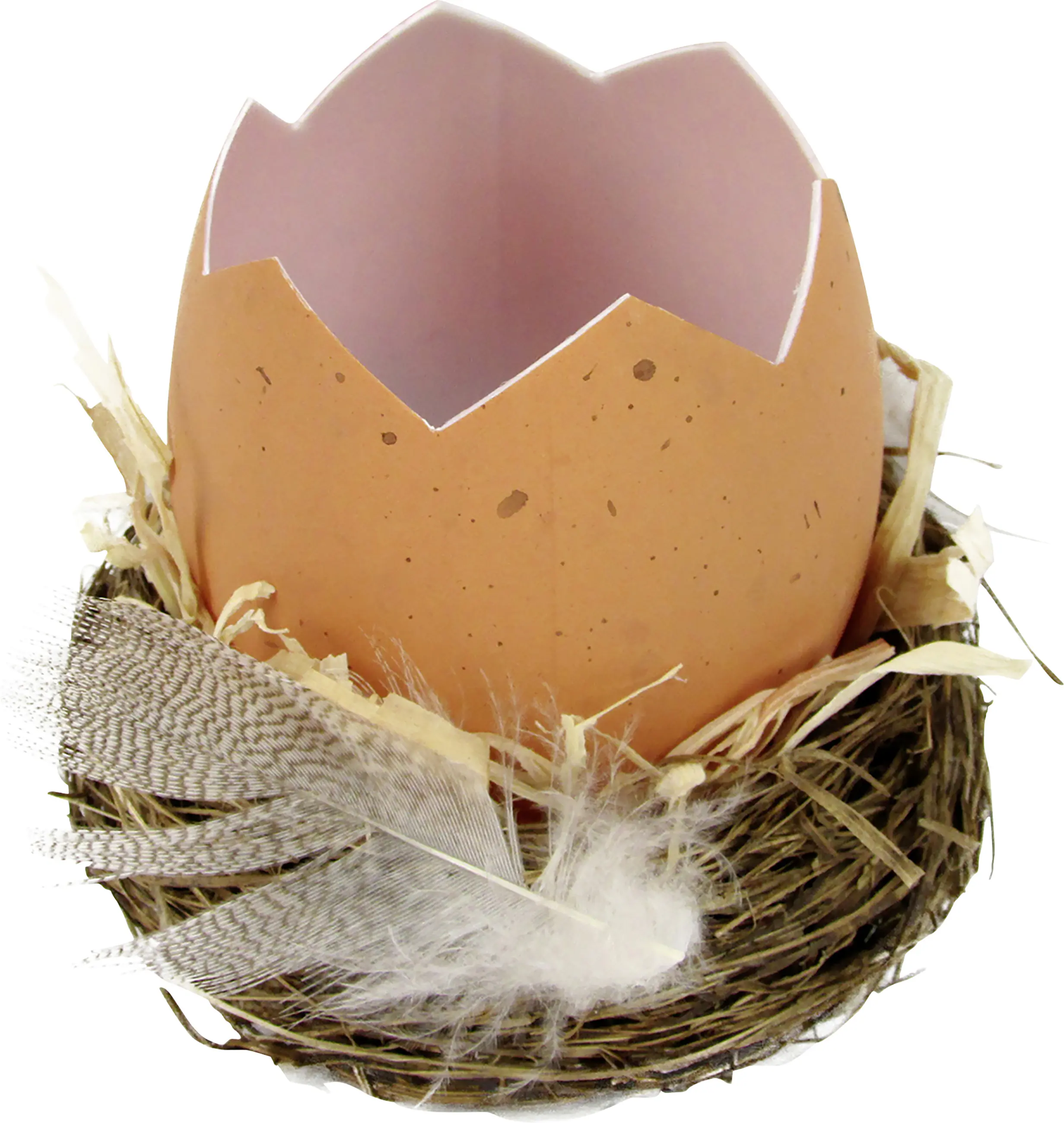 Osterdeko Nest mit Ei Kunststoff 7 cm braun