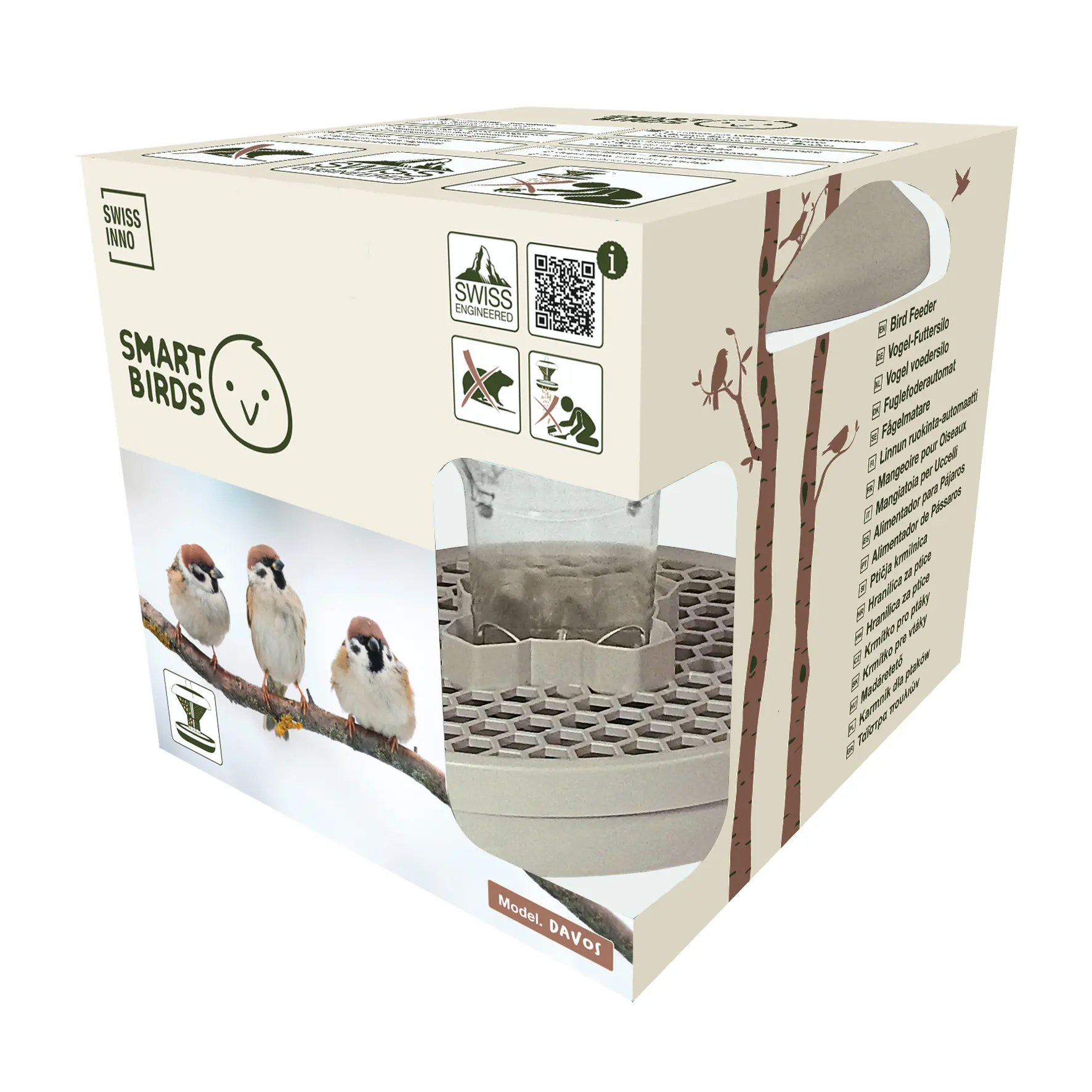 Swissinno Vogelfutterhaus Davos hellgrau Swissinno Vogelfutterhaus Davos hellgrau