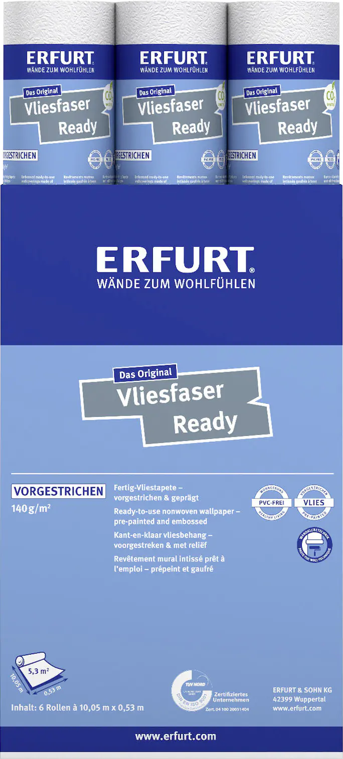 Erfurt Vliestapete Ready 300 weiß 10,05 x 0,53 m