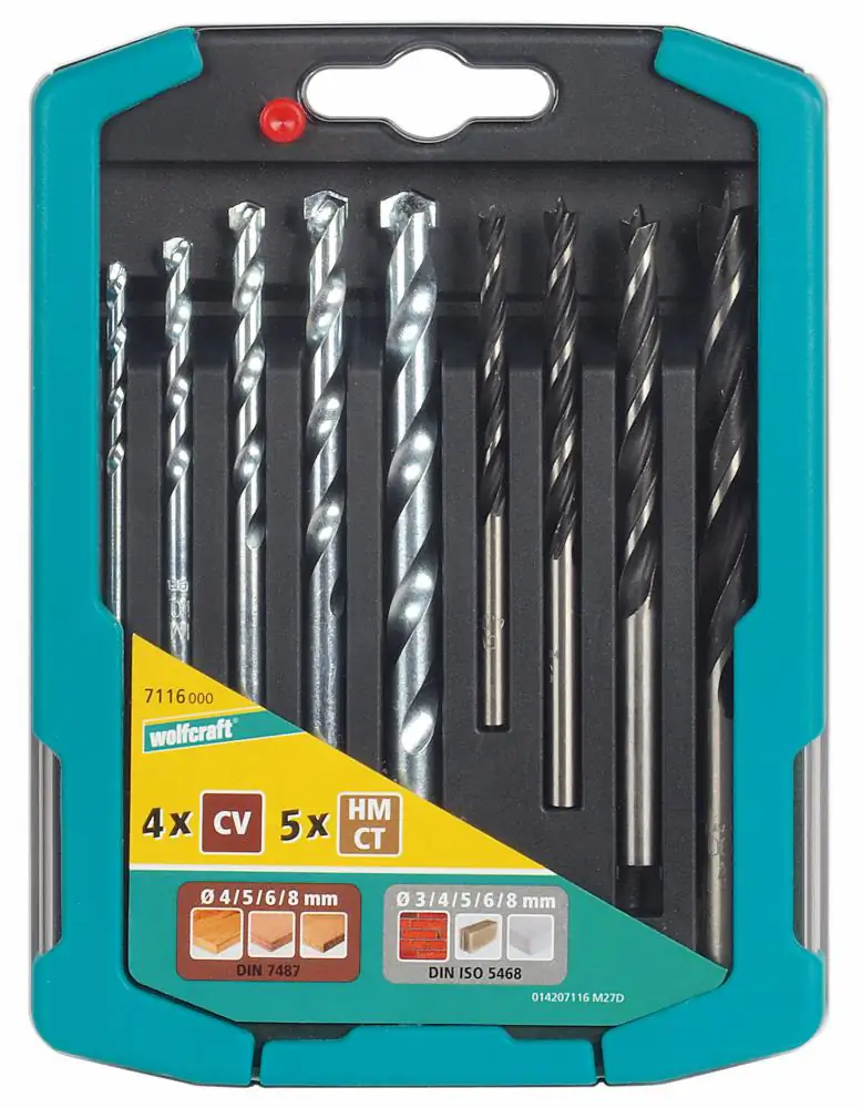 Wolfcraft Bohrer-Set Stein-Holz Ø 3, 4, 5, 6, 8 mm 9-teilig Rundschaft Wolfcraft Bohrer-Set Stein-Holz Ø 3, 4, 5, 6, 8 mm 9-teilig Rundschaft