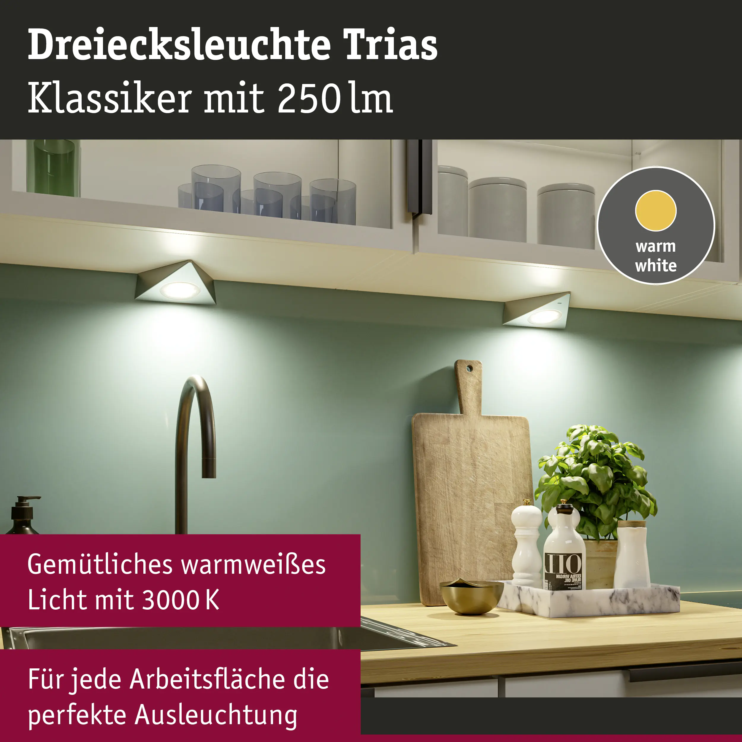 Paulmann LED Unterbauleuchte Trias eisen gebürstet warmweiß 3 er Set Paulmann LED Unterbauleuchte Trias eisen gebürstet warmweiß 3 er Set