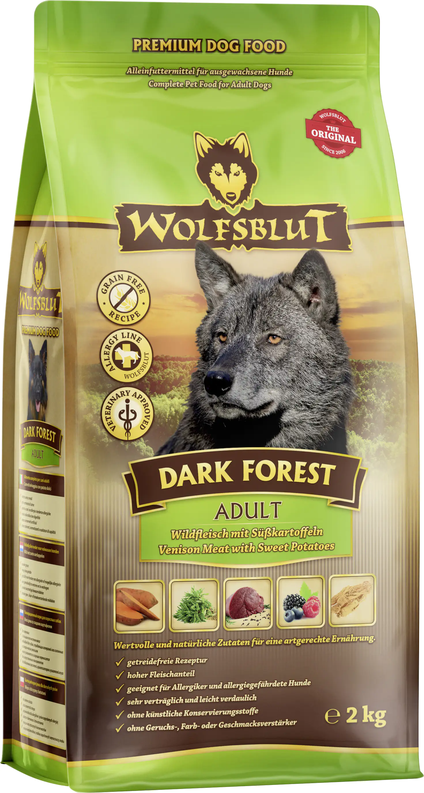 Wolfsblut Dark Forest Adult Trockenfutter- Wild mit Süßkartoffel 2 kg