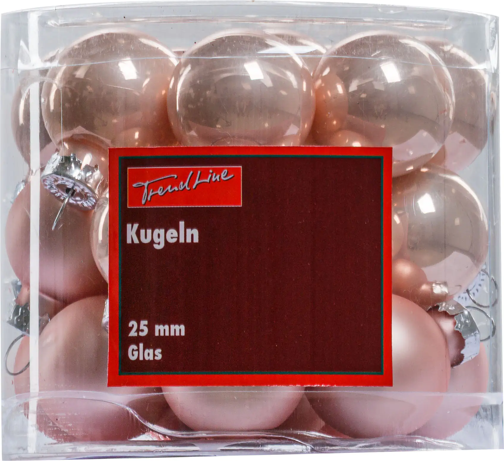 2076601546047_01 TrendLine Weihnachtskugeln aus Glas Ø 2,5 cm puderrosa 24 Stück
