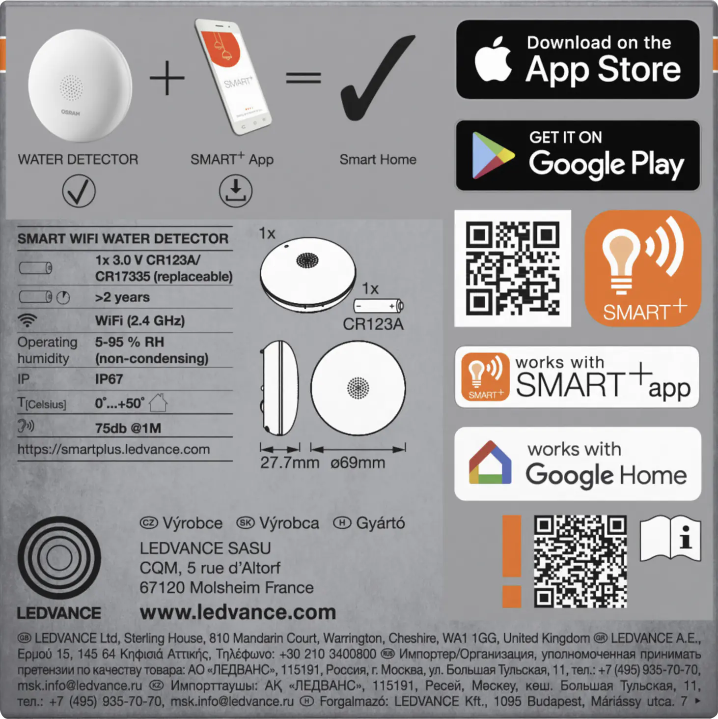 Osram Wassermelder Smart+ Sensor WiFi weiß
