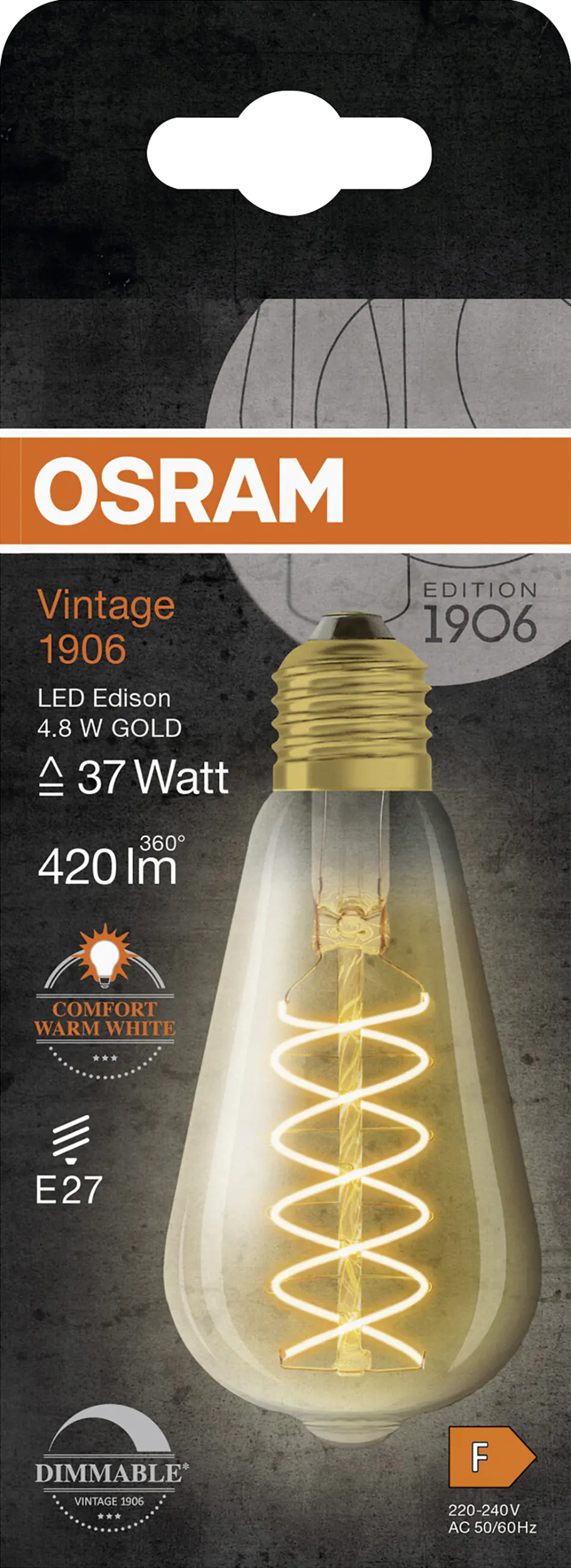 Osram LED Leuchtmittel Edison E27 4,8 W warmweiß amber