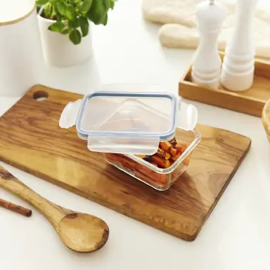 Rotho Kühlschrankdose Glas CLIC & LOCK 0,5 L, 3er Set