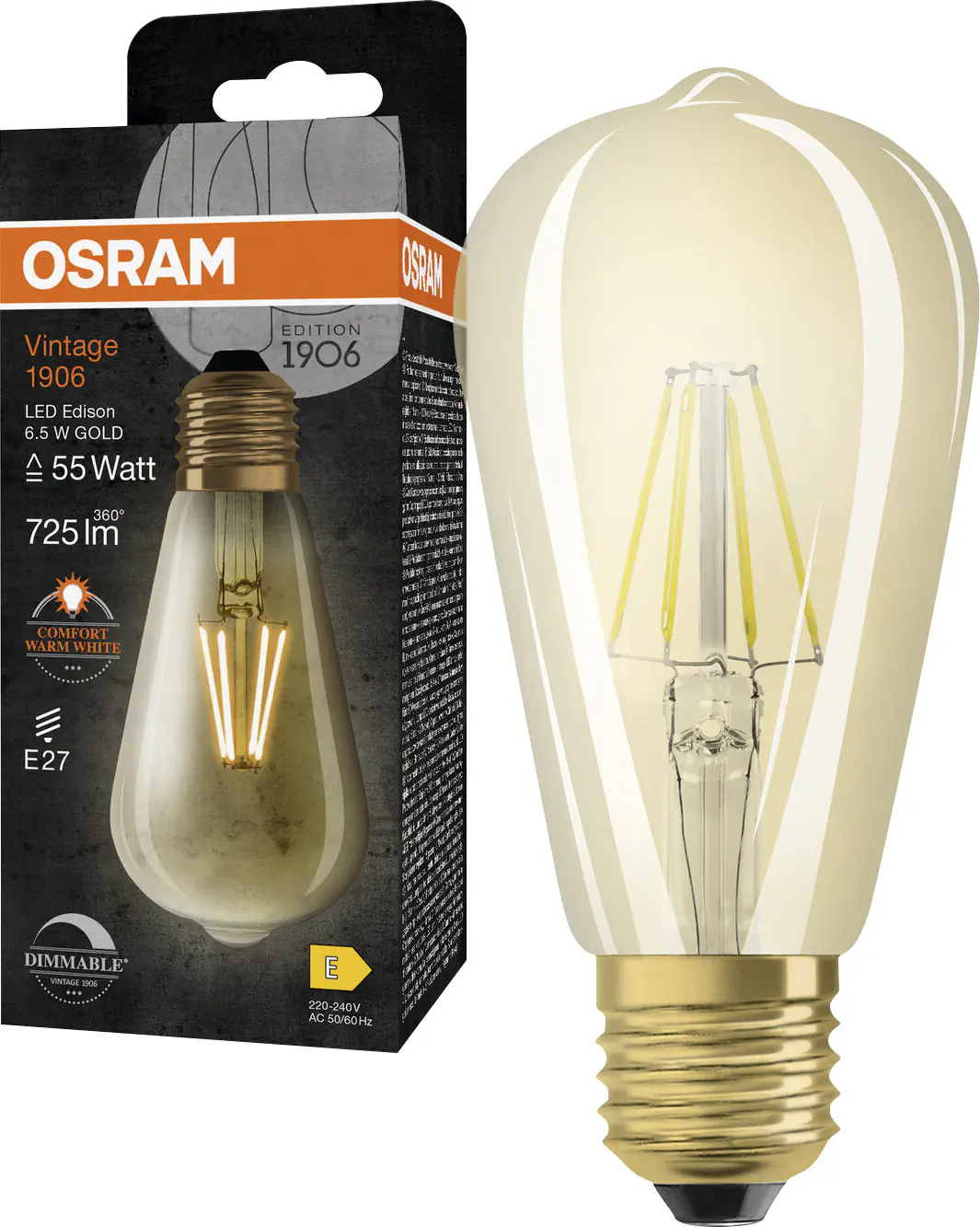 Osram LED Leuchtmittel Edison E27 6,5 W warmweiß amber Osram LED Leuchtmittel Edison E27 6,5 W warmweiß amber