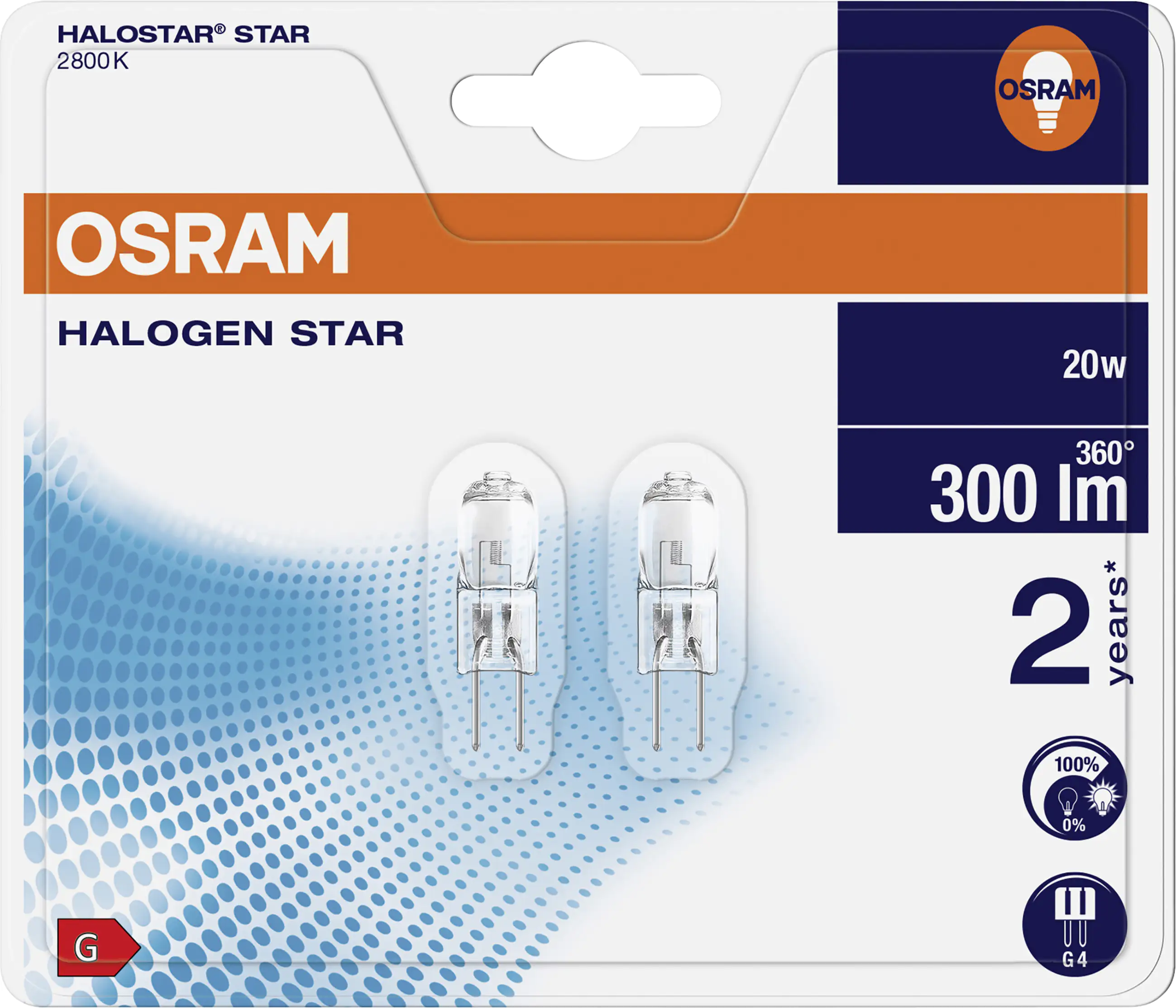 Osram Halogen Sockellampe Halostar G4 20W 2er-Pack warmweiß, dimmbar, klar Osram Halogen Sockellampe Halostar G4 20W 2er-Pack warmweiß, dimmbar, klar