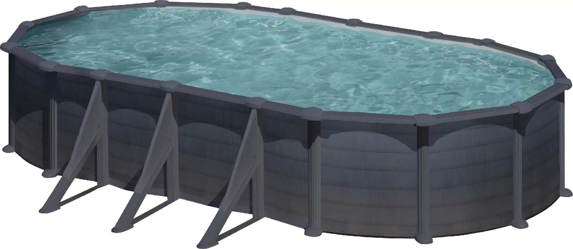 Gre Stahlwandpool Granada oval 730 x 375 x 132 cm, graphit