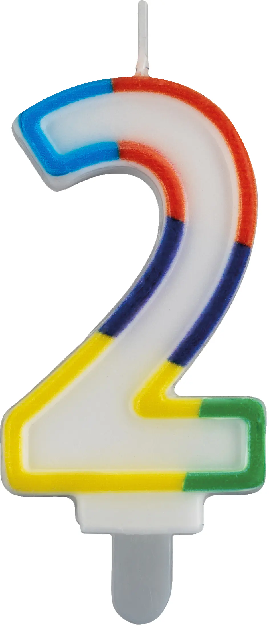 Geburtstagskerze Zahl 2 bunt 6 cm - 1 Stück