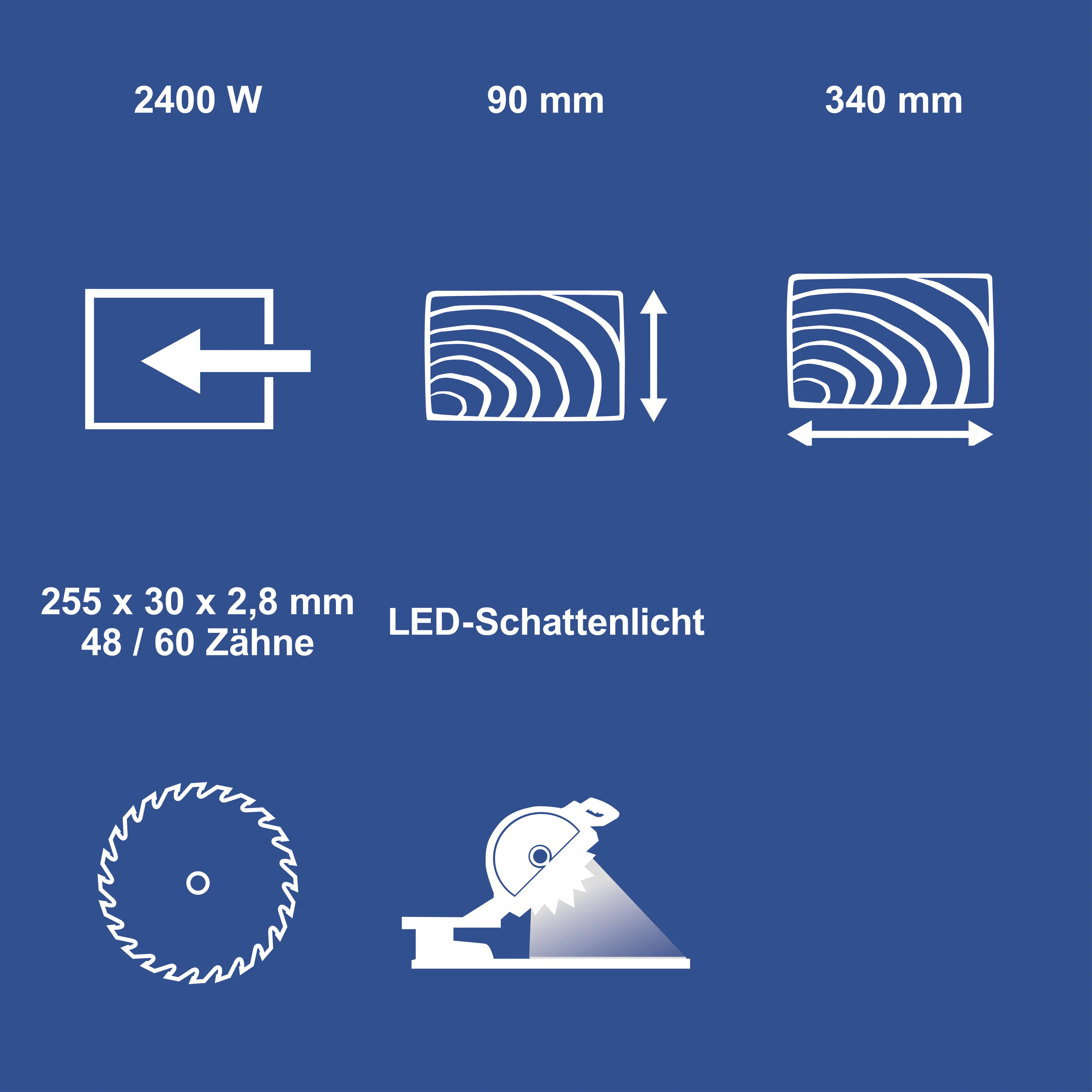 Scheppach Kappzugsäge HM254SPX inkl. 2 Sägeblätter 2400 W 