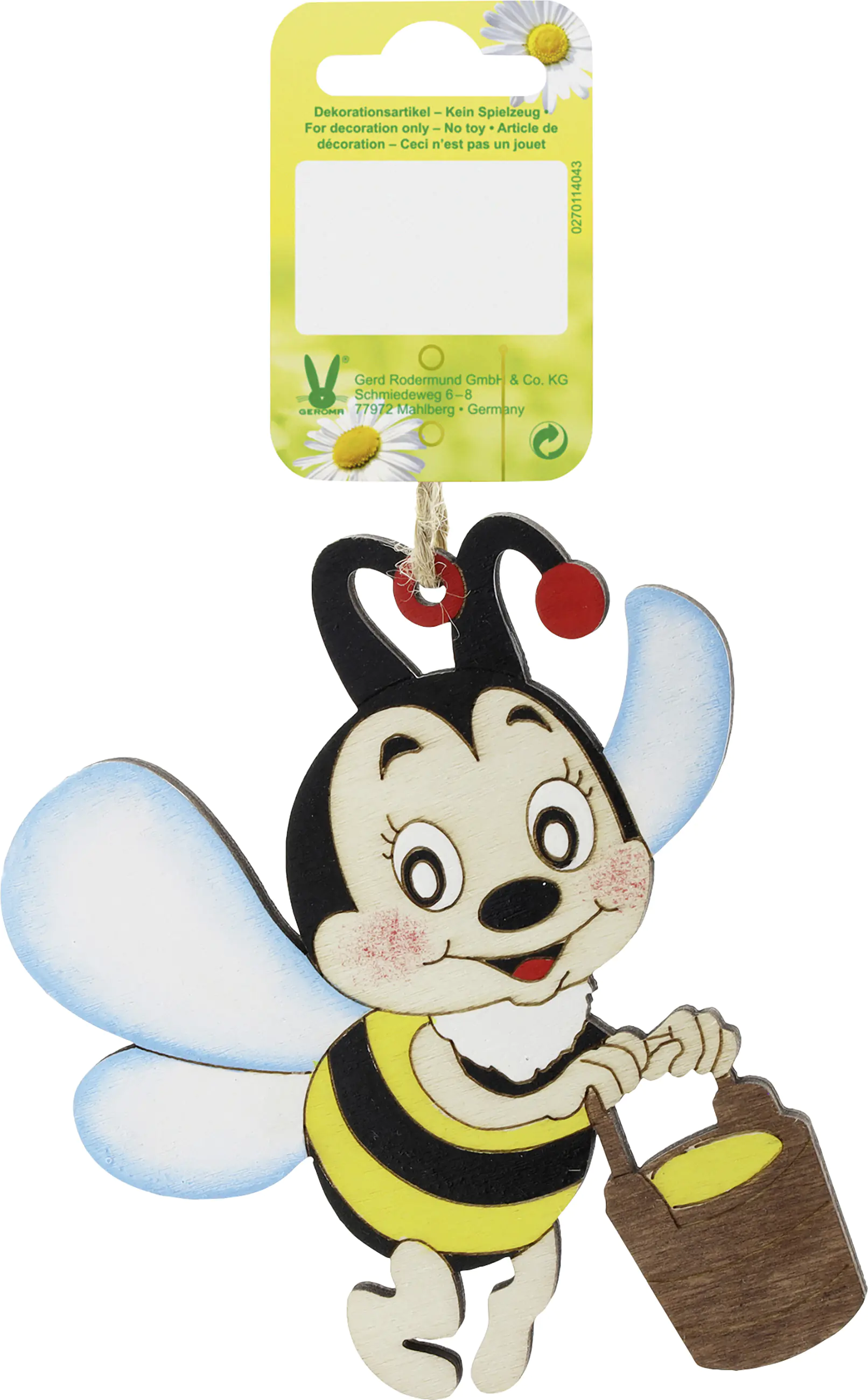 Dekohänger Biene Holz 10 x 8,5 cm gelb schwarz