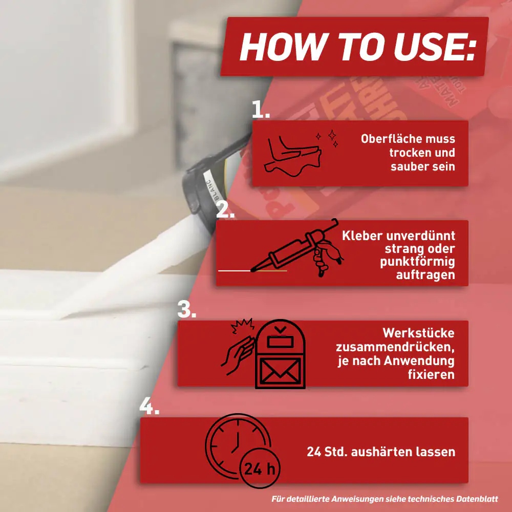 Pattex Montagekleber Kleben statt Bohren High Tack 440 g Kartusche, weiß Pattex Montagekleber Kleben statt Bohren High Tack 440 g Kartusche, weiß