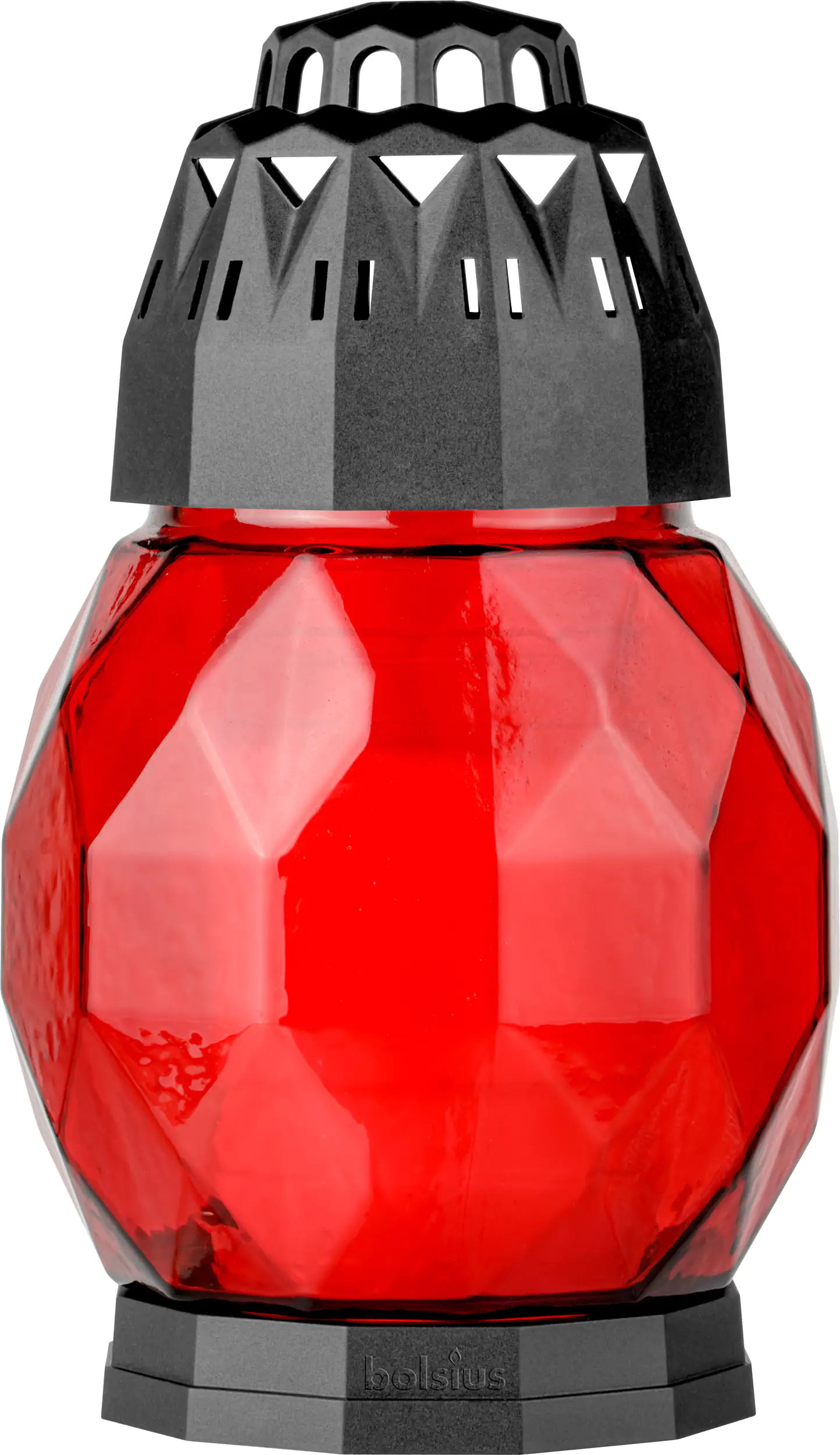 Bolsius Grablaterne Diamond aus Glas rot 178/108 mm