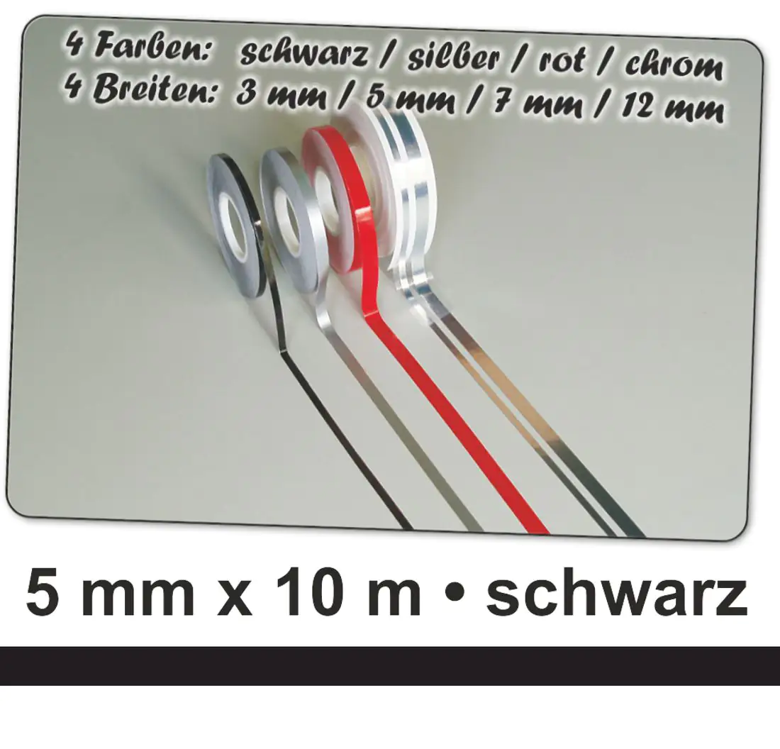 Hermann Schütz Auto Zierstreifen Deco-Stripe schwarz 5mm x 10m